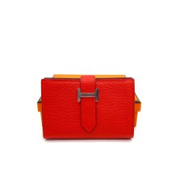 HERMES Chevre Mysore Mini Bearn Wallet Rouge De Coeur