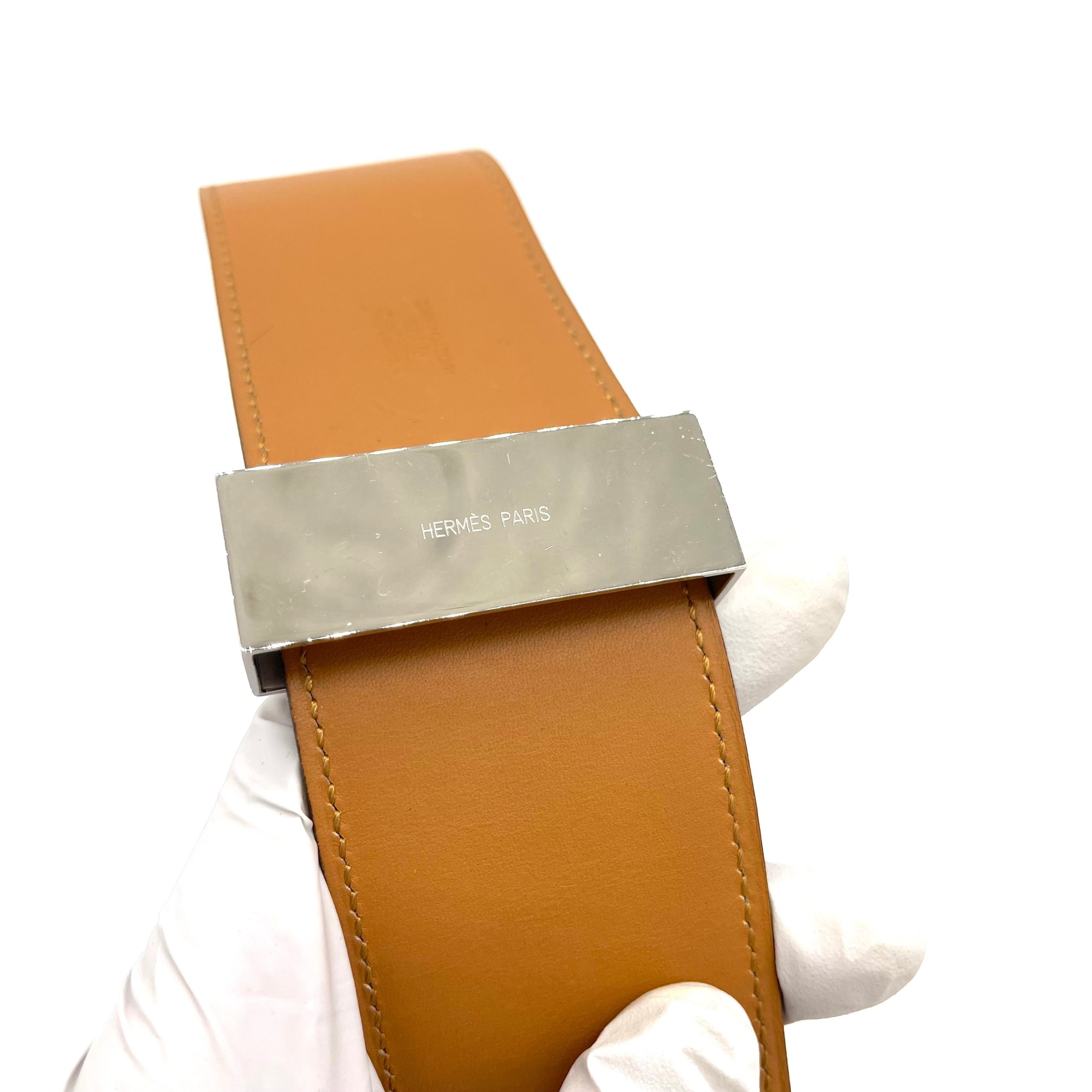 HERMES Courchevel Collier De Chien CDC Belt 85 32 Silver Red