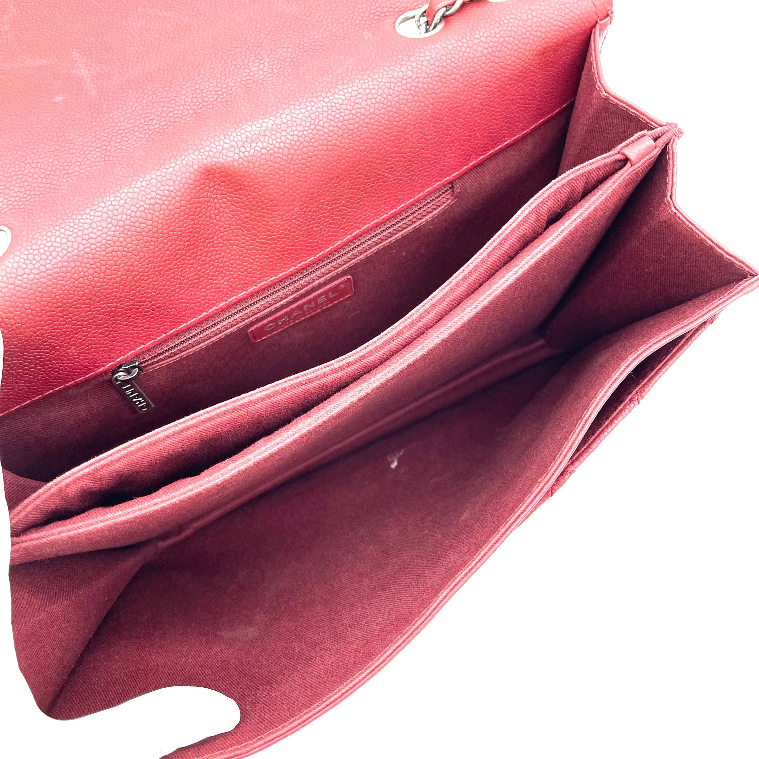 Chanel CC Compartment Chain Flap Bag Quilted Caviar Large 2014