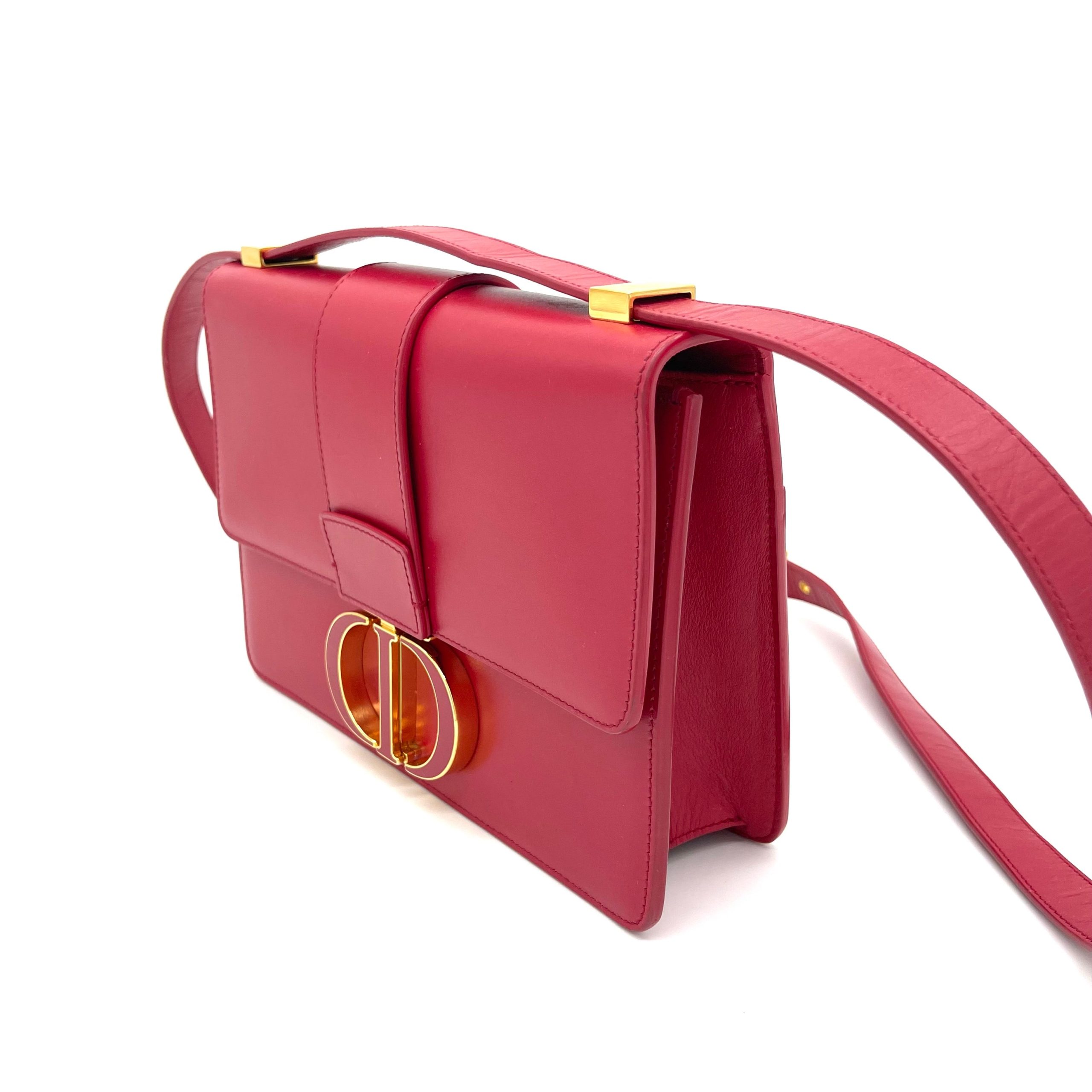 CHRISTIAN DIOR Smooth Calfskin 30 Montaigne Flap Bag Fuchsia