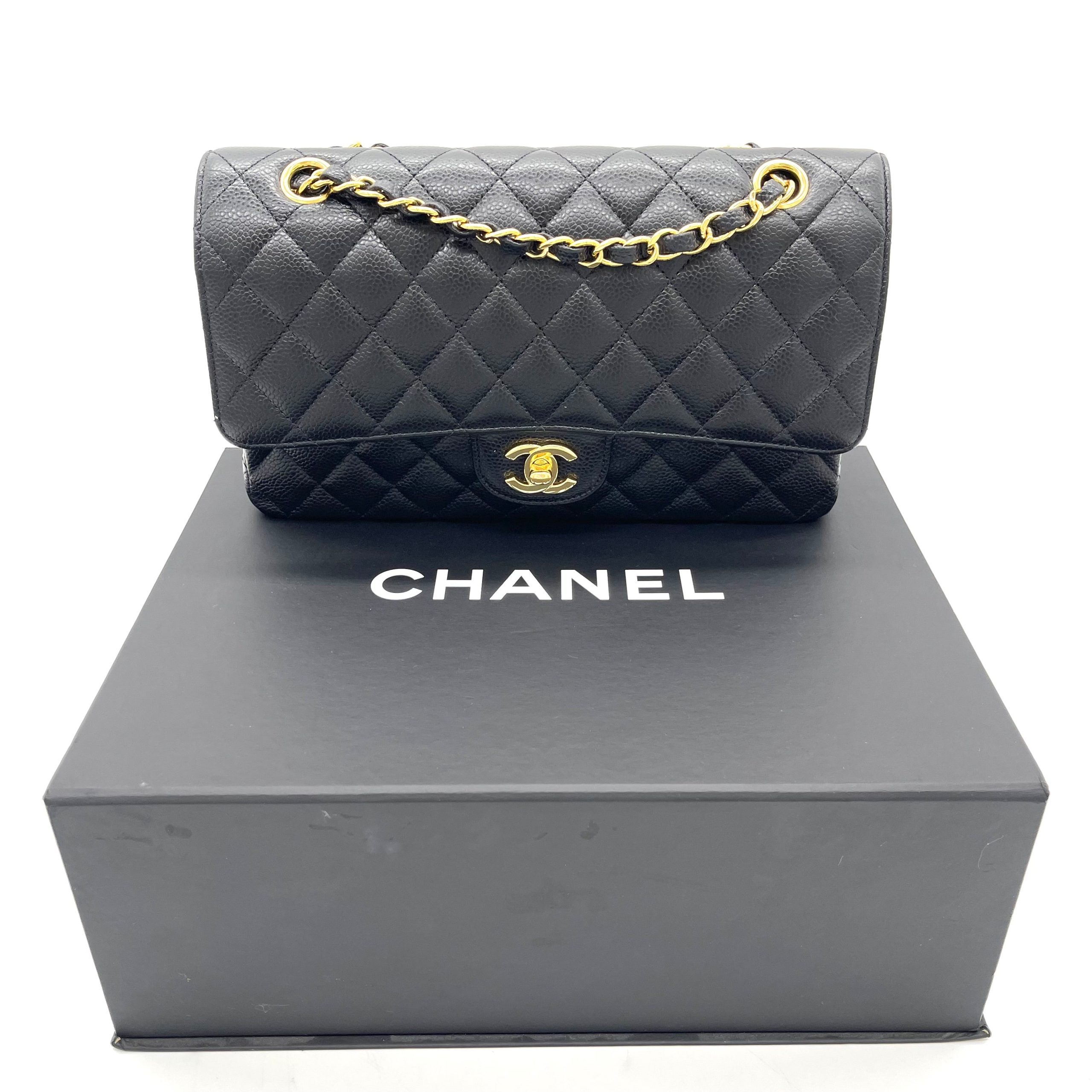 CHANEL Caviar Quilted Medium Double Flap Black