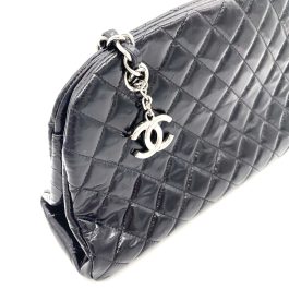 CHANEL Patent Quilted Medium Just Mademoiselle Bowling Bag – Black