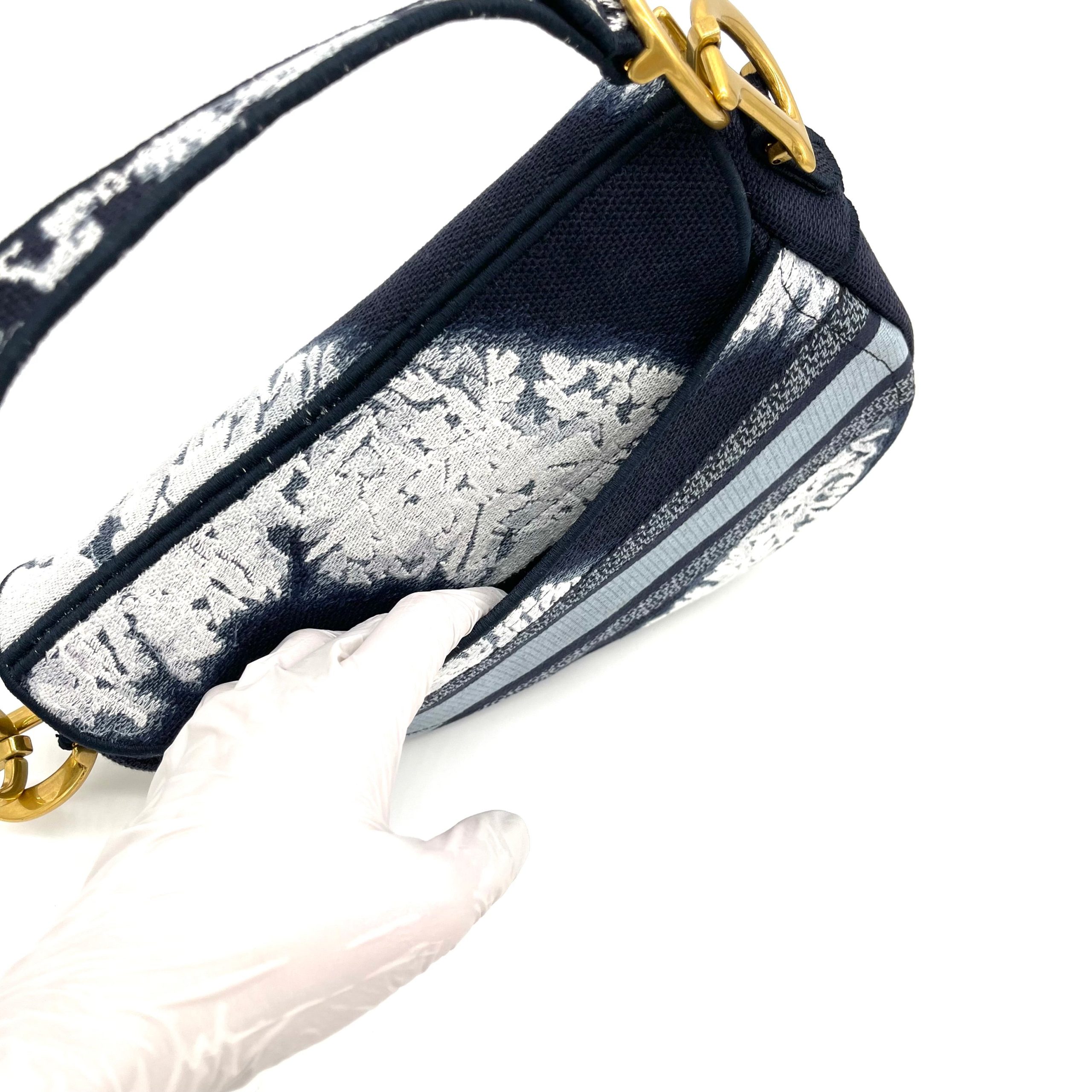 CHRISTIAN DIOR Canvas Tie Dye Saddle Bag Blue Multicolor