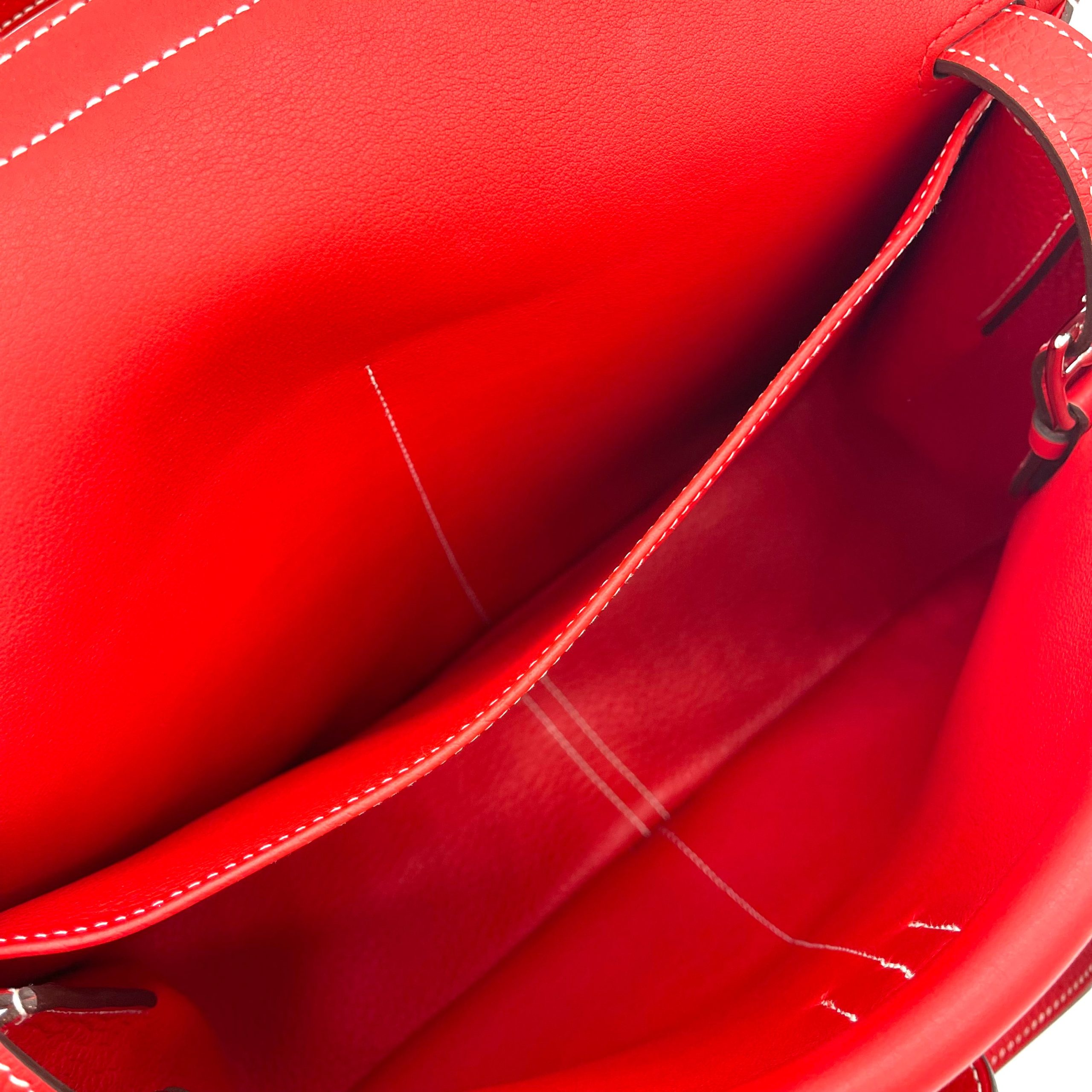 [NEW]HERMES Evercolor Halzan 25 Rouge De Coeur