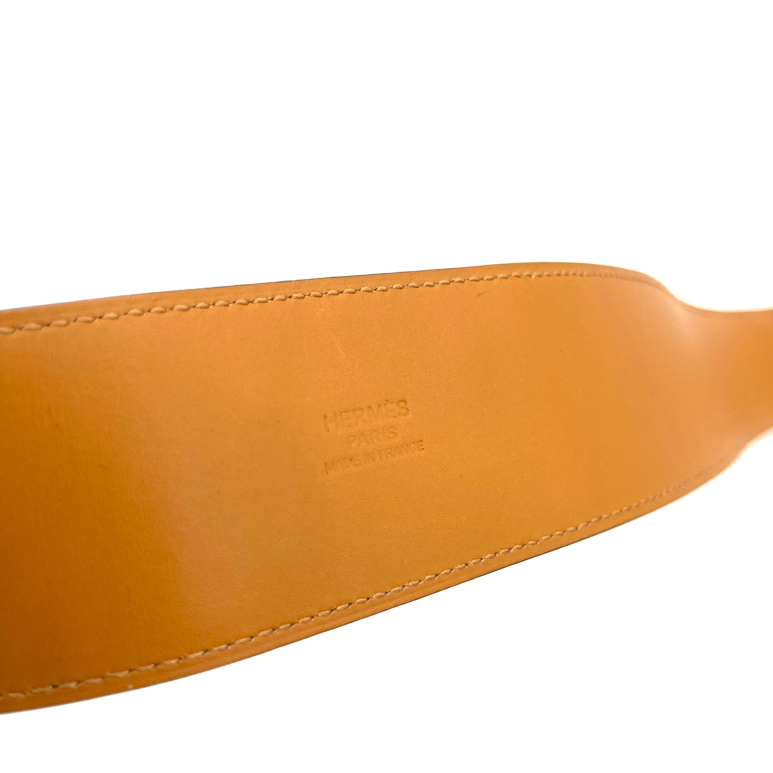 HERMES Courchevel Collier De Chien CDC Belt 85 32 Gold Green