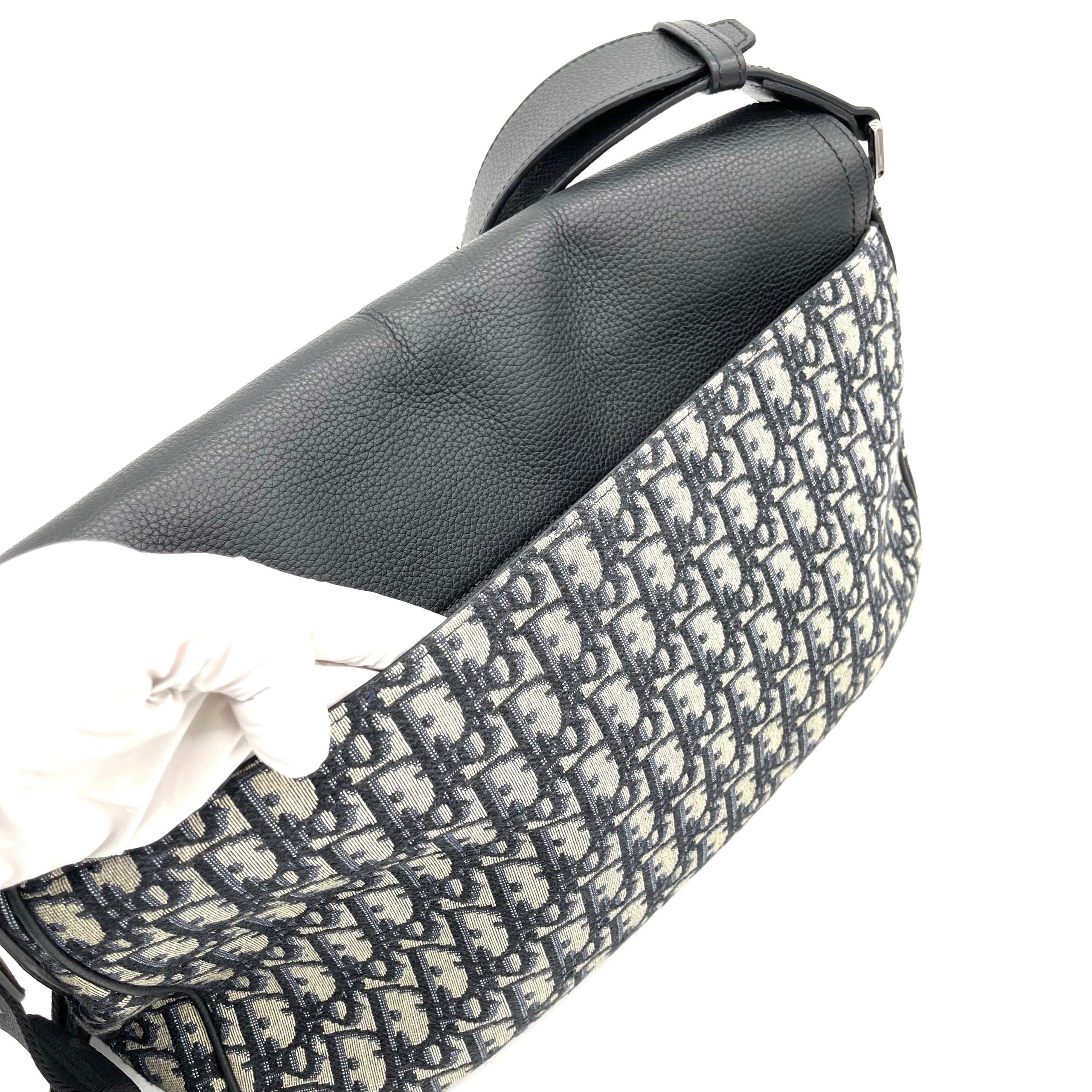 Christian Dior Saddle Flap Messenger Bag Oblique Canvas and Leather Medium