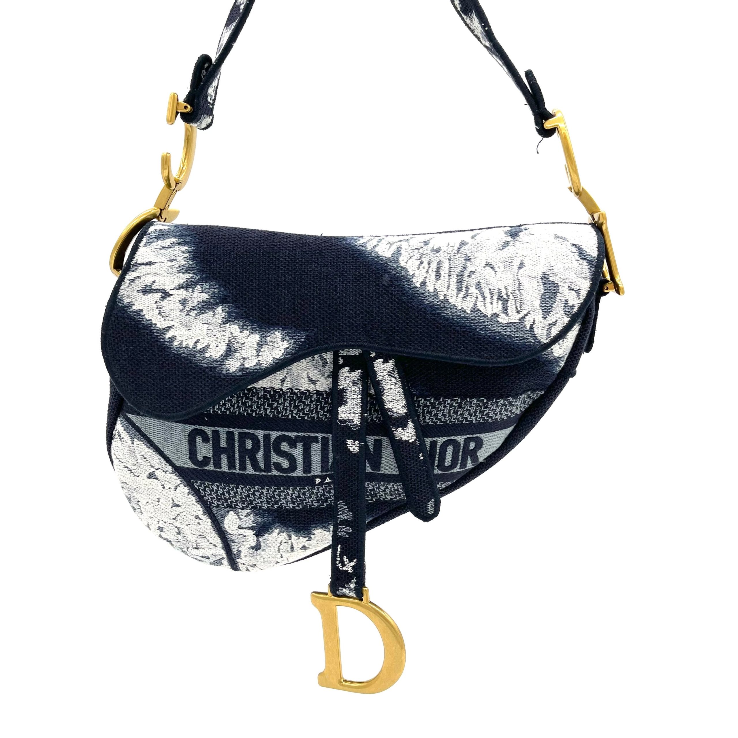 CHRISTIAN DIOR Canvas Tie Dye Saddle Bag Blue Multicolor