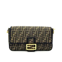 FENDI Baguette Brown FF jacquard fabric bag