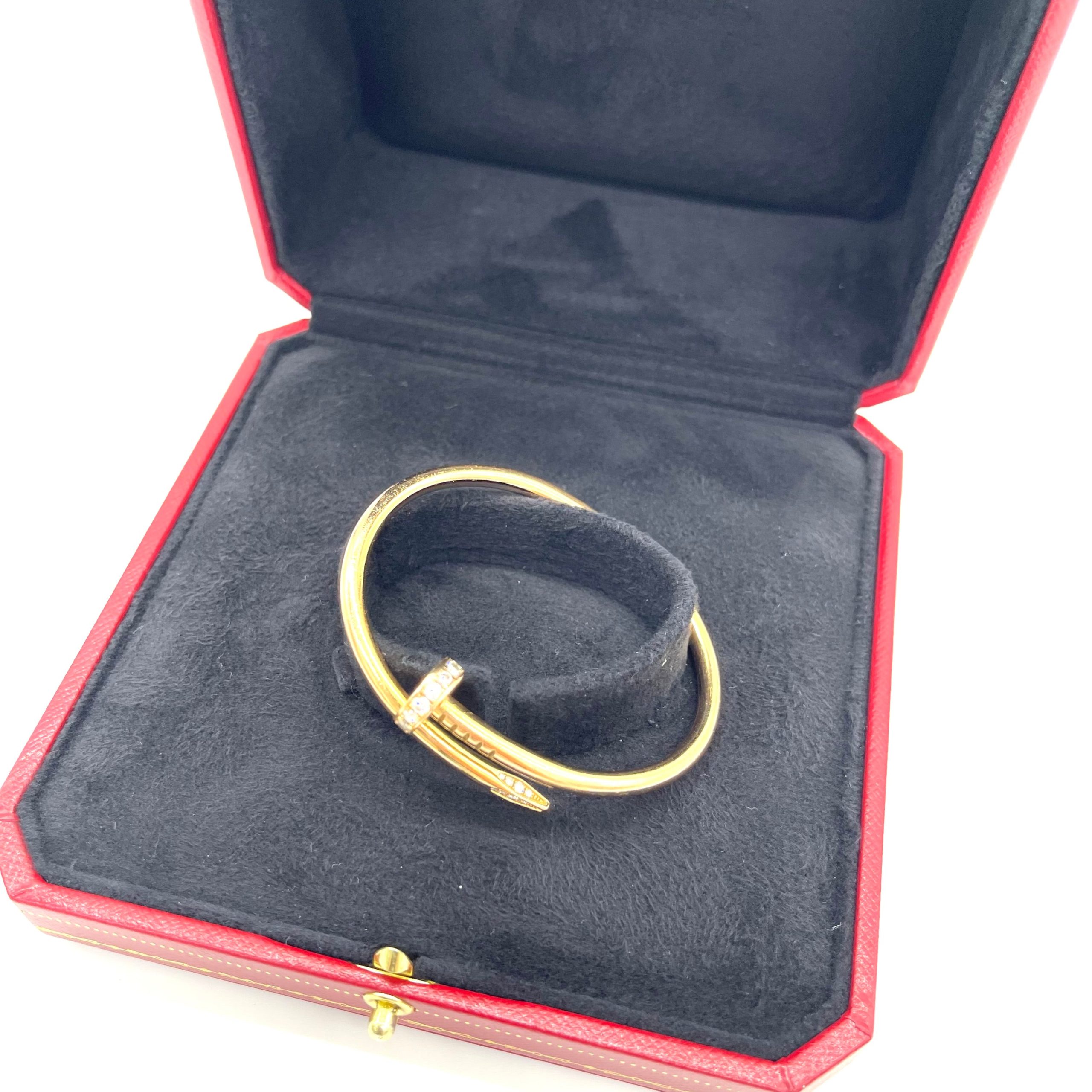 Cartier Juste un Clou Bracelet, Classic Model with Diamonds – Size 15