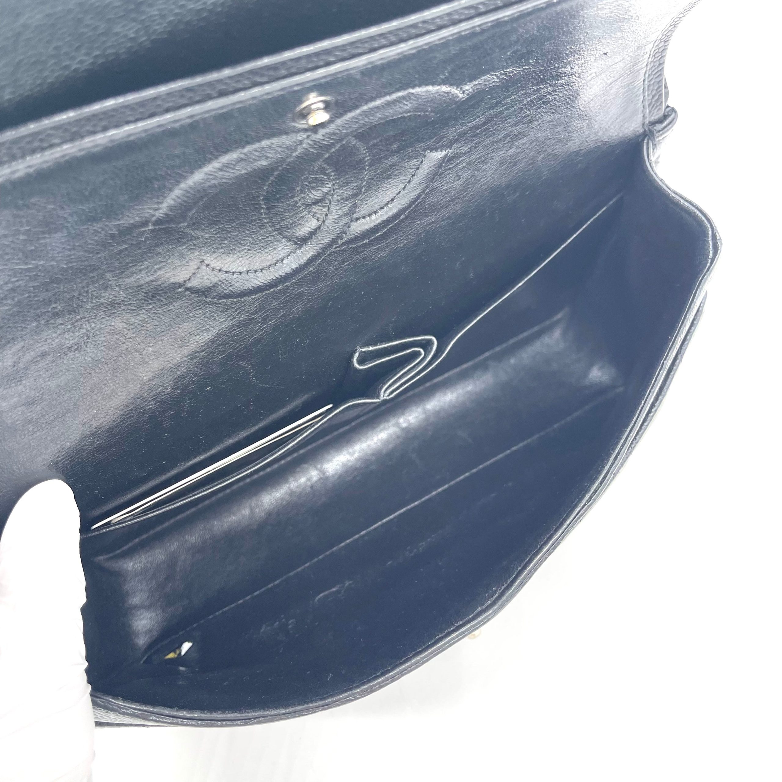 Chanel Classic Medium Double Flap Bag – Black Caviar Leather / Silver Hardware