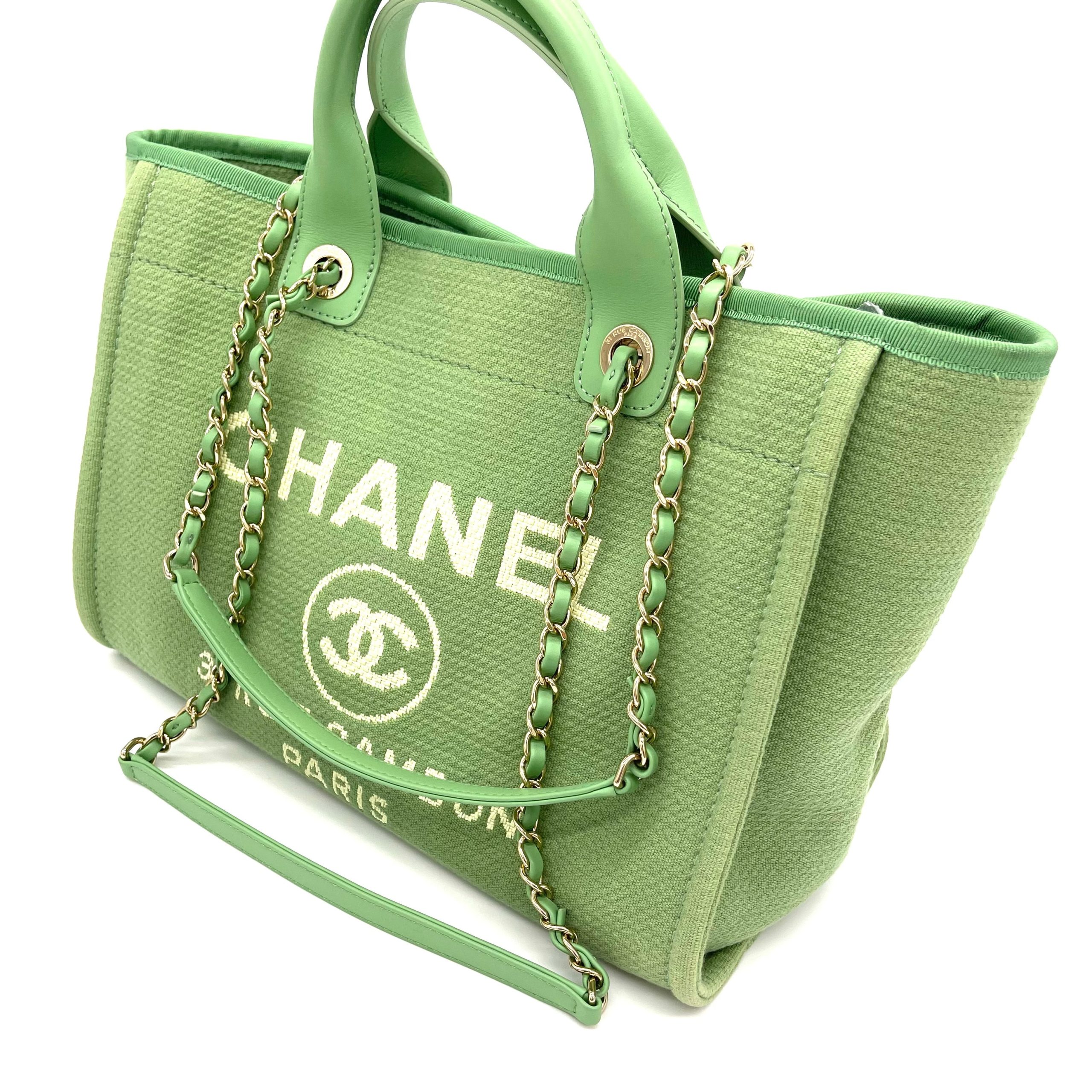 CHANEL Mixed Fibers Small Deauville Tote Green 2023