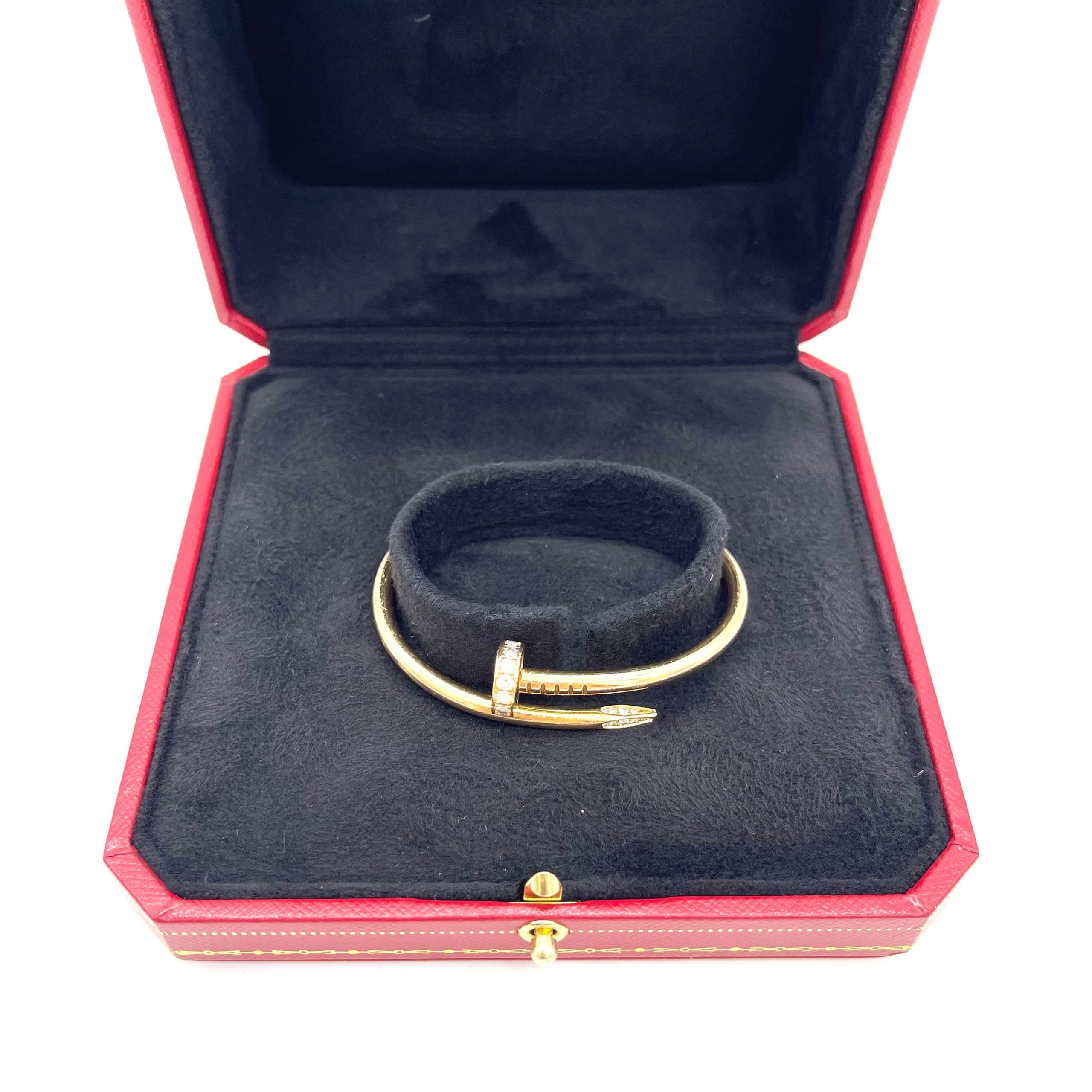 Cartier Juste un Clou Bracelet, Classic Model with Diamonds – Size 15