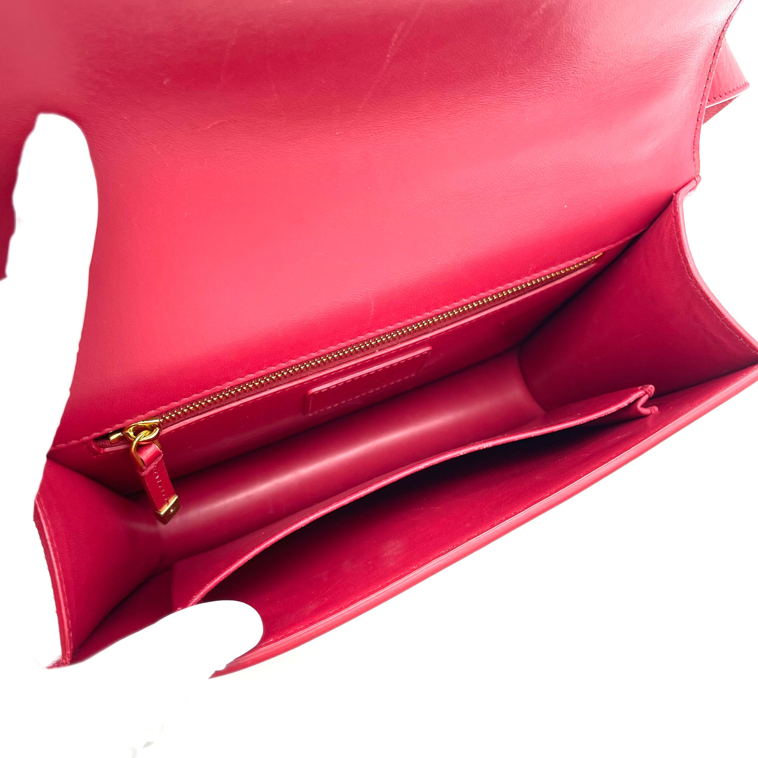 CHRISTIAN DIOR Smooth Calfskin 30 Montaigne Flap Bag Fuchsia