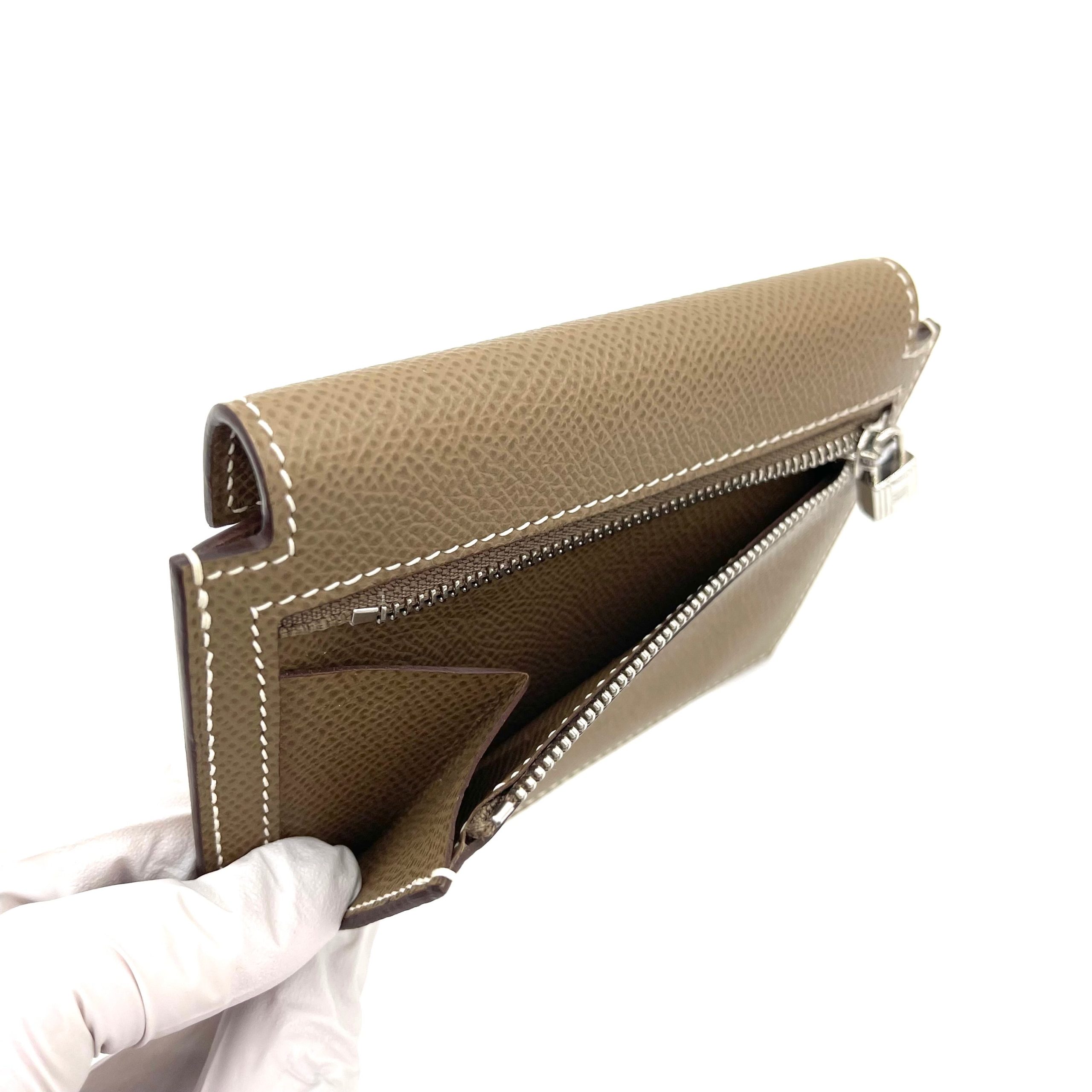 HERMES Epsom Kelly Pocket Compact Wallet Etoupe
