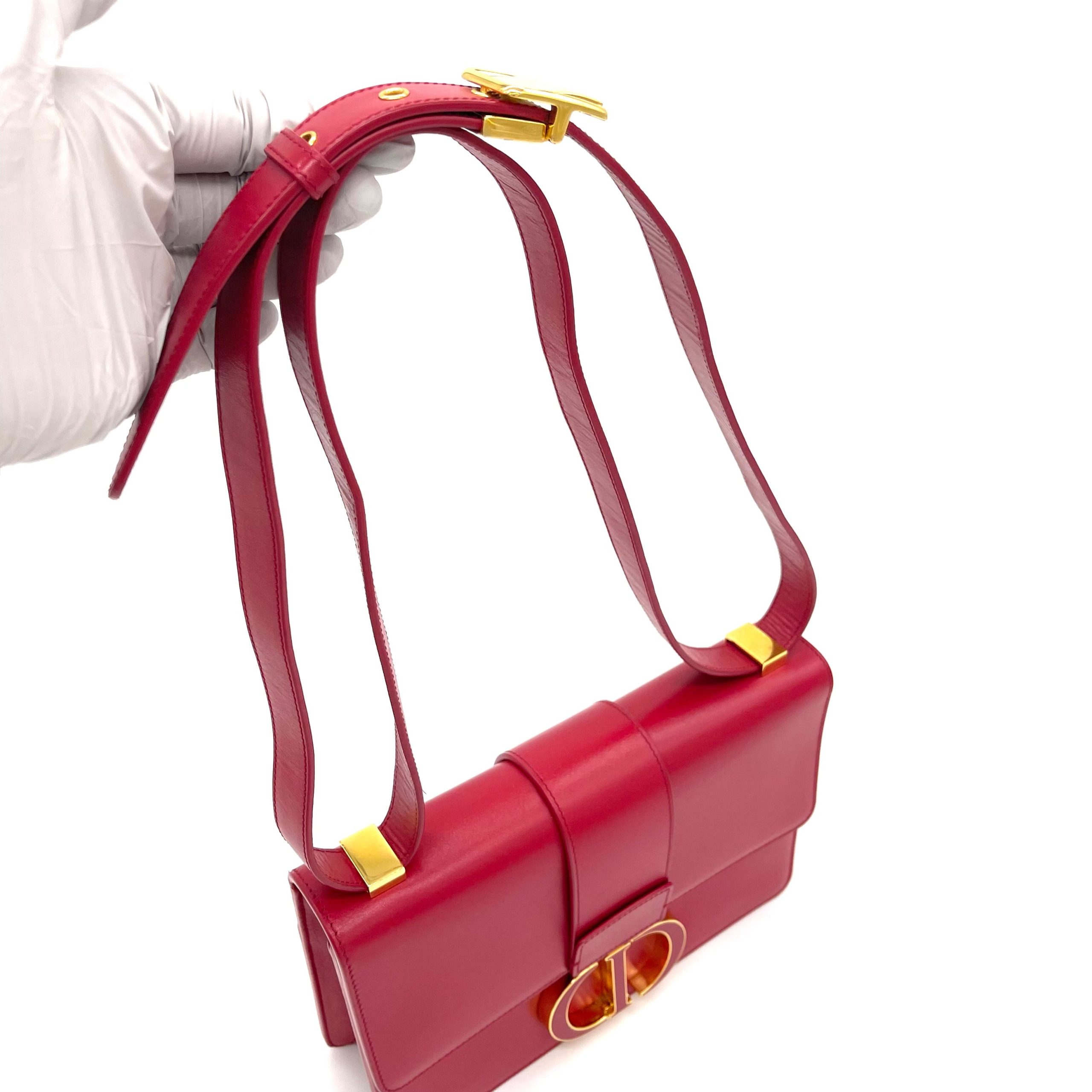 CHRISTIAN DIOR Smooth Calfskin 30 Montaigne Flap Bag Fuchsia