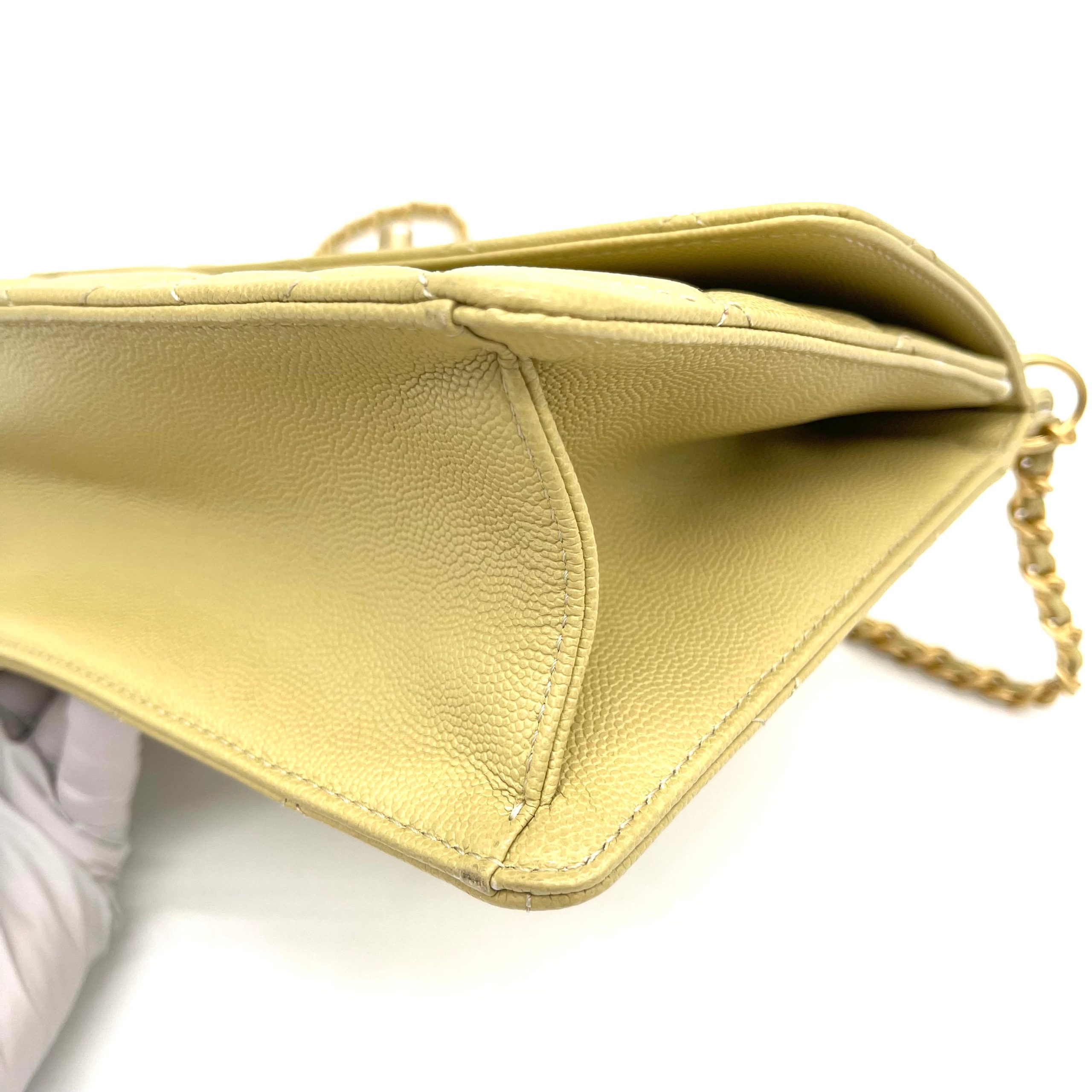 CHANEL Caviar Quilted Chain Flap Light Yellow 2023