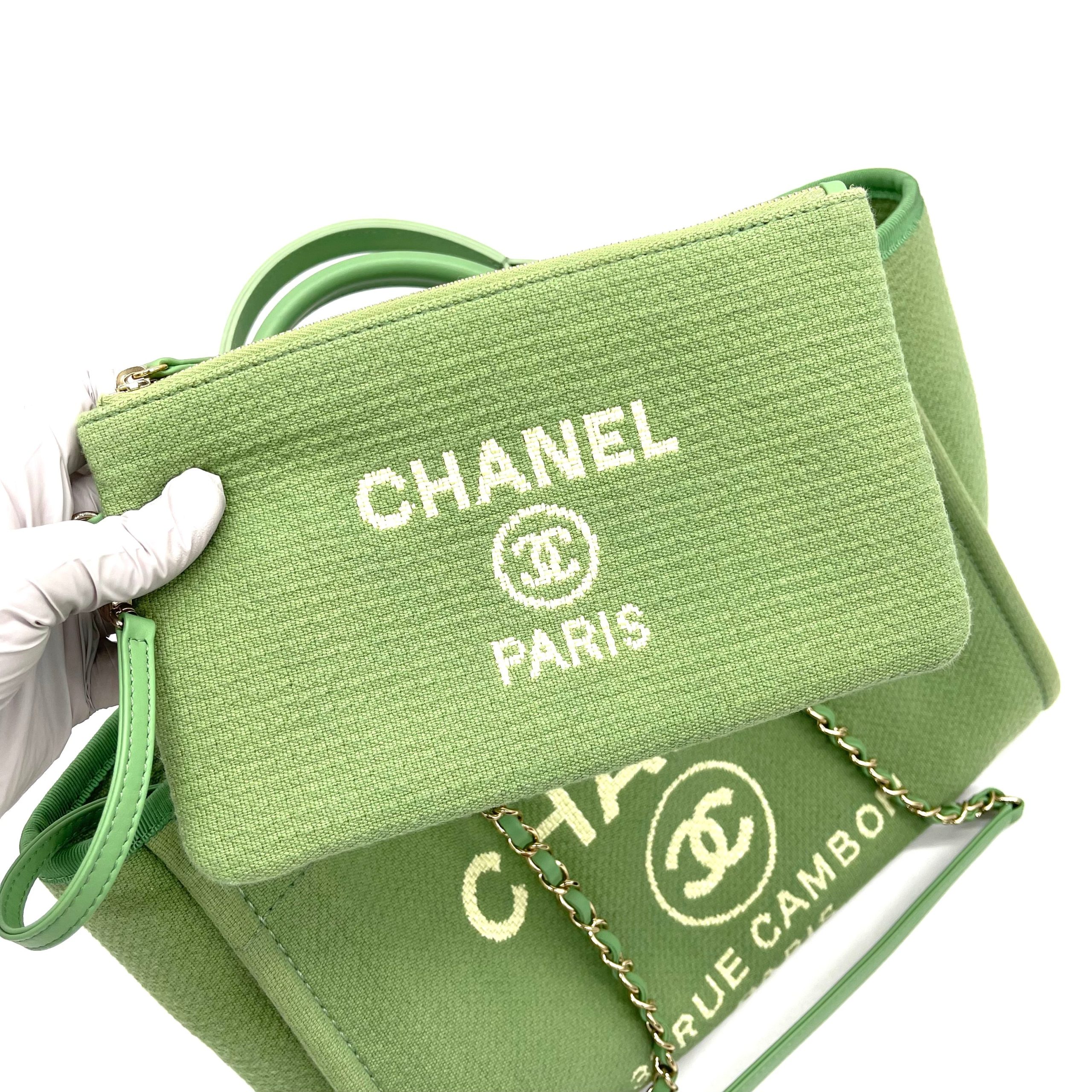CHANEL Mixed Fibers Small Deauville Tote Green 2023