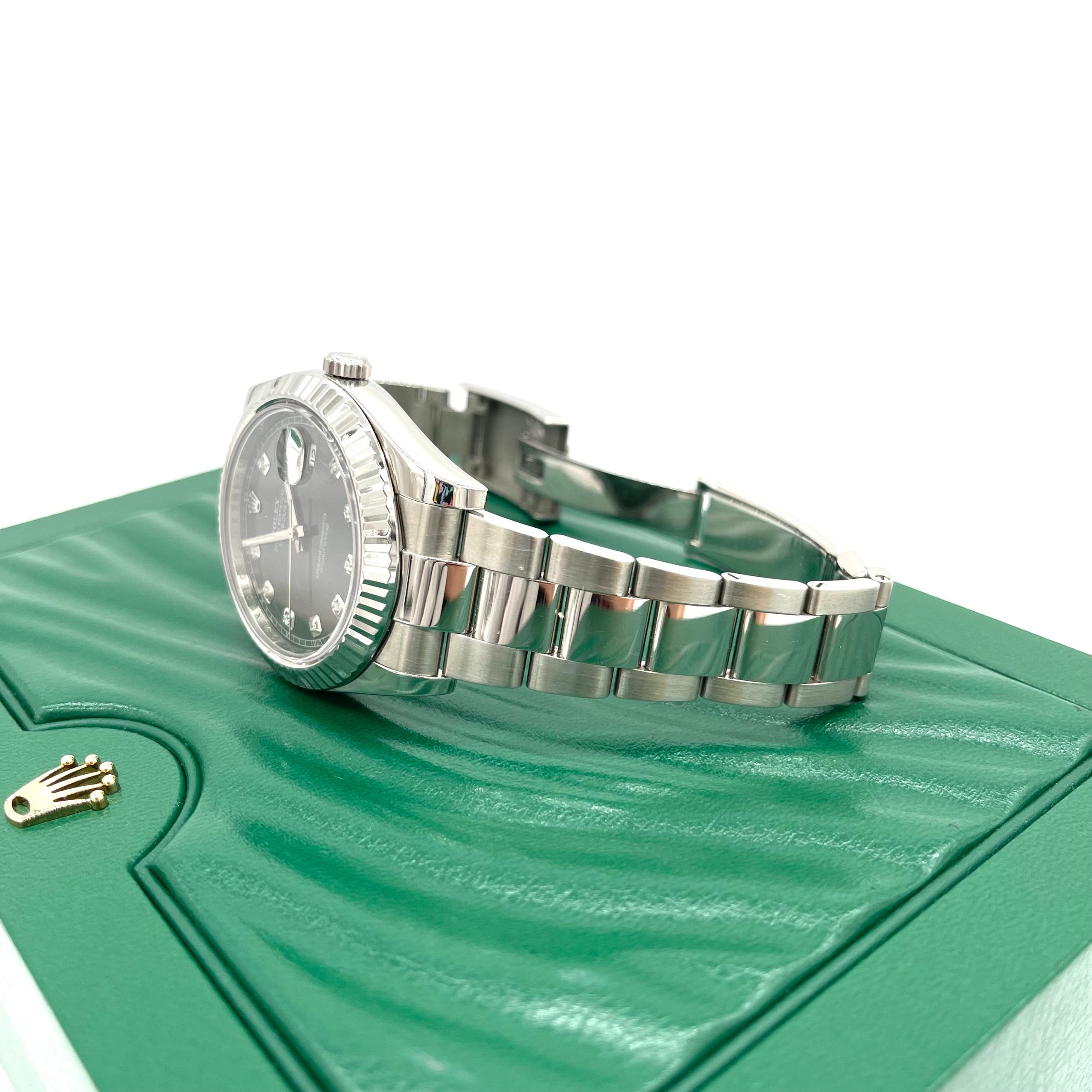Rolex Datejust ll 116334 41 mm Steel Rhodium Diamond Fluted Bezel