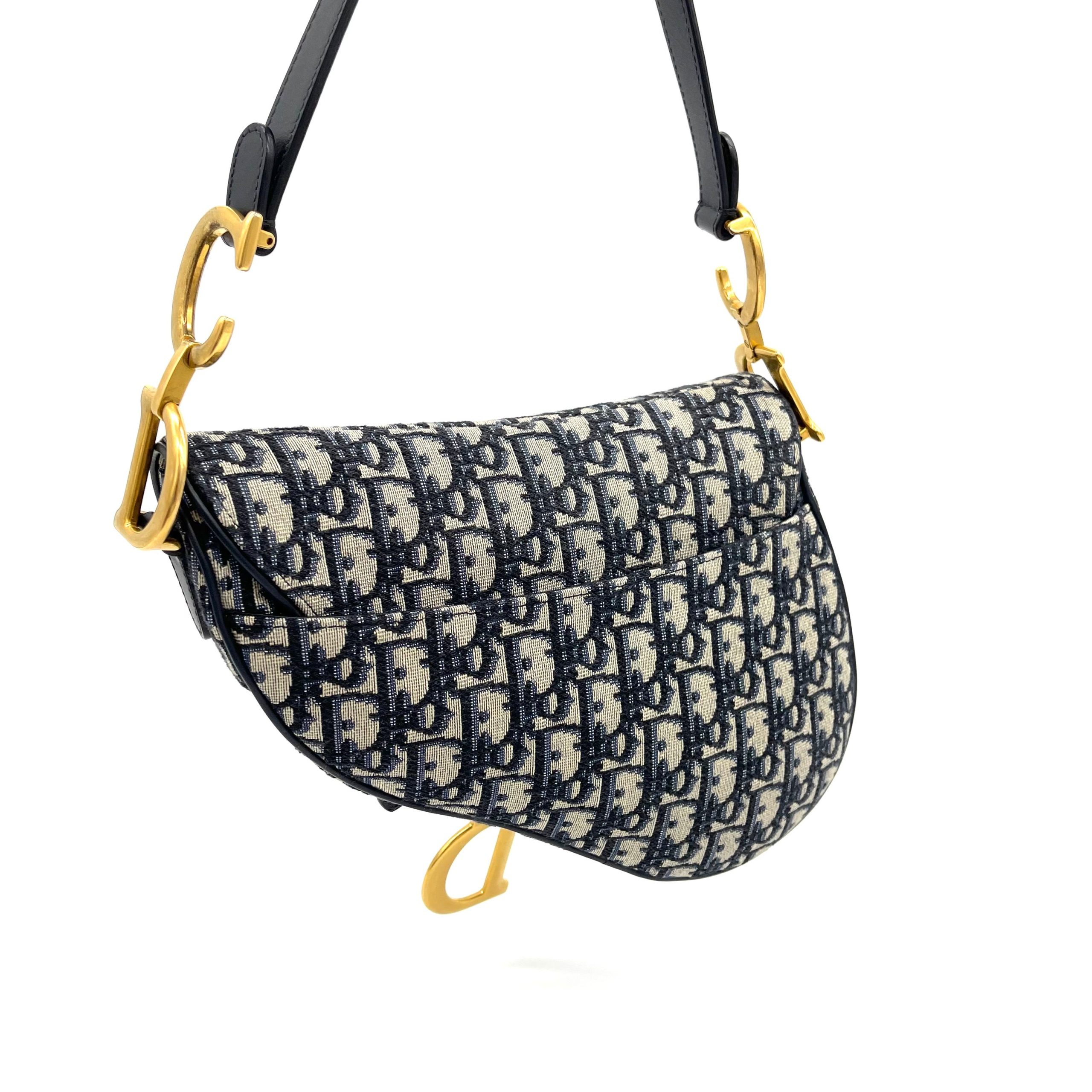 CHRISTIAN DIOR Oblique Saddle Bag Blue