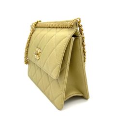 CHANEL Caviar Quilted Chain Flap Light Yellow 2023