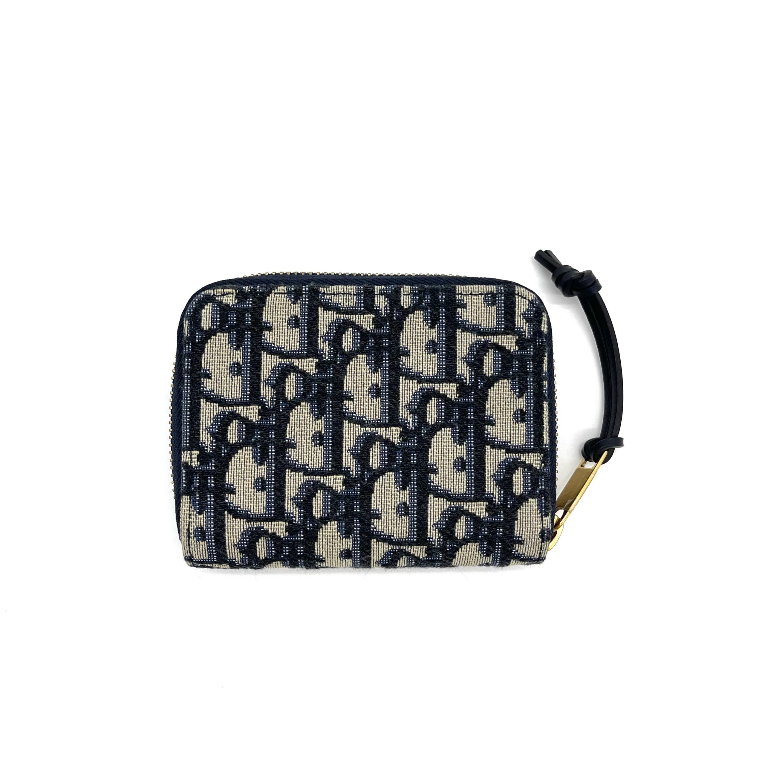 CHRISTIAN DIOR Oblique Zip Coin Pouch Blue