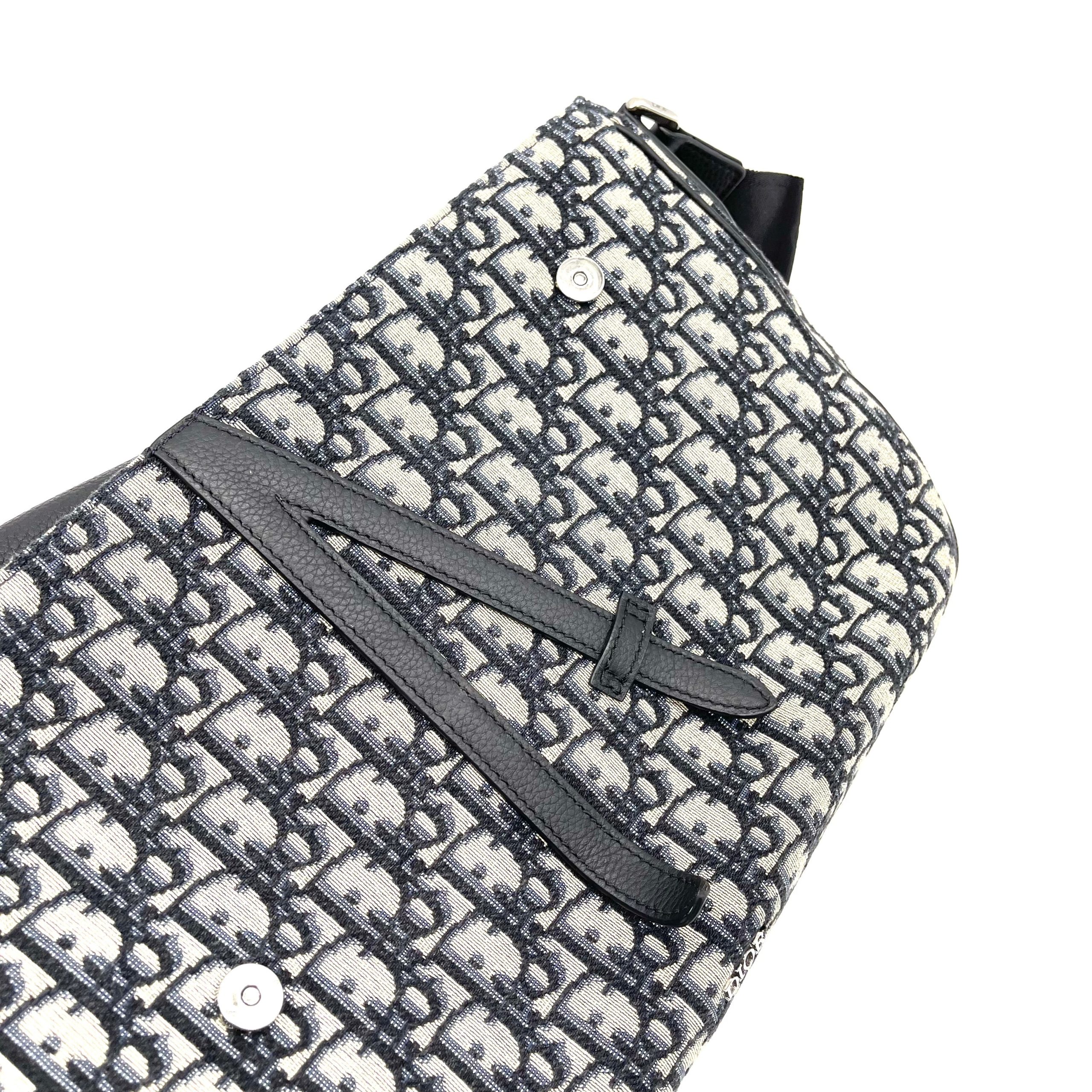 Christian Dior Saddle Flap Messenger Bag Oblique Canvas and Leather Medium