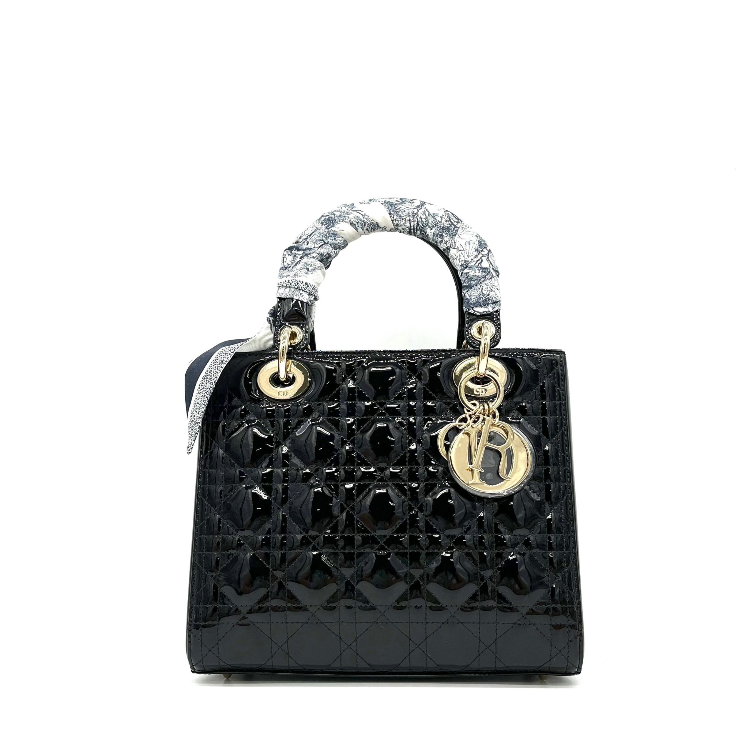 Christian Dior  Patent Cannage Medium Lady Dior Black