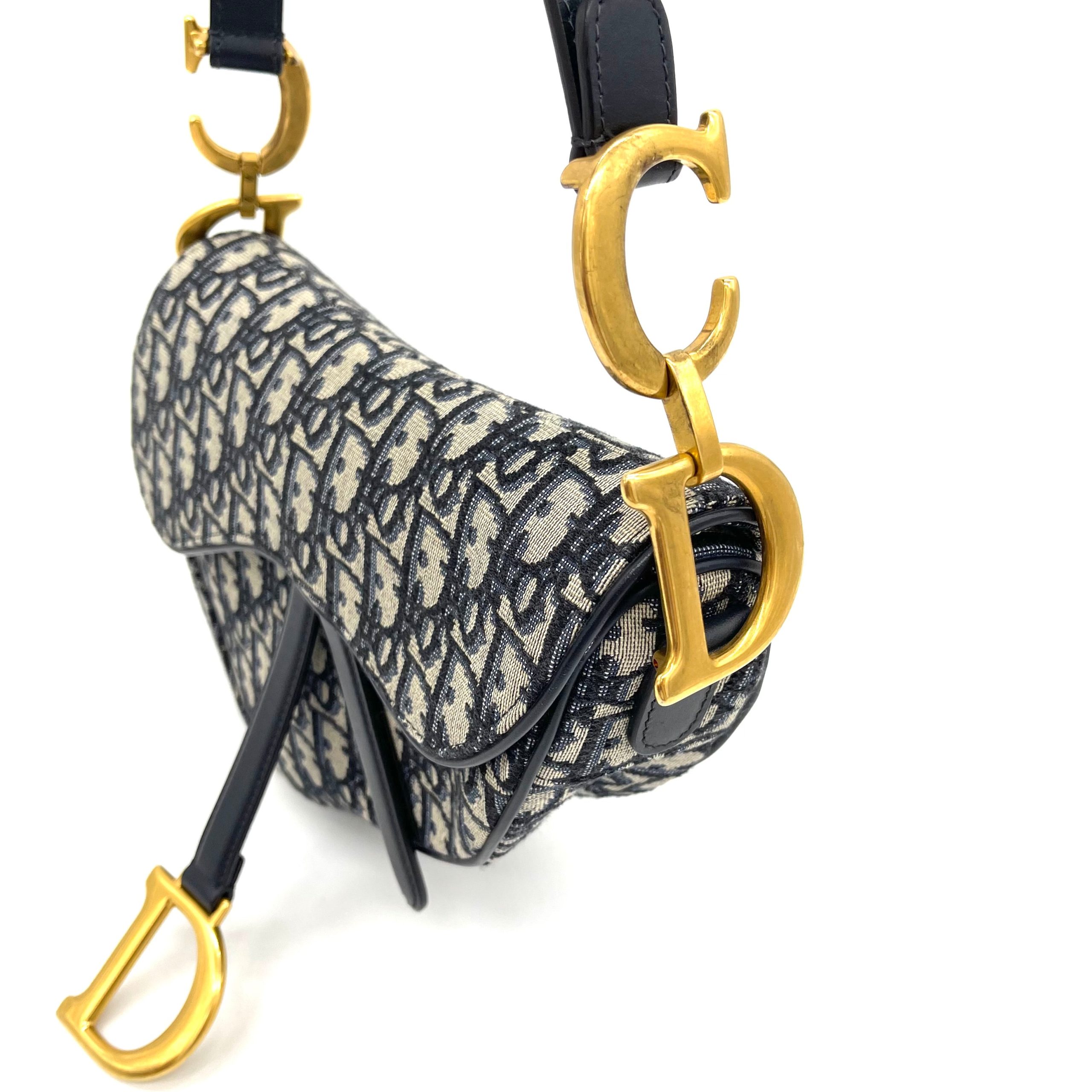 CHRISTIAN DIOR Oblique Saddle Bag Blue