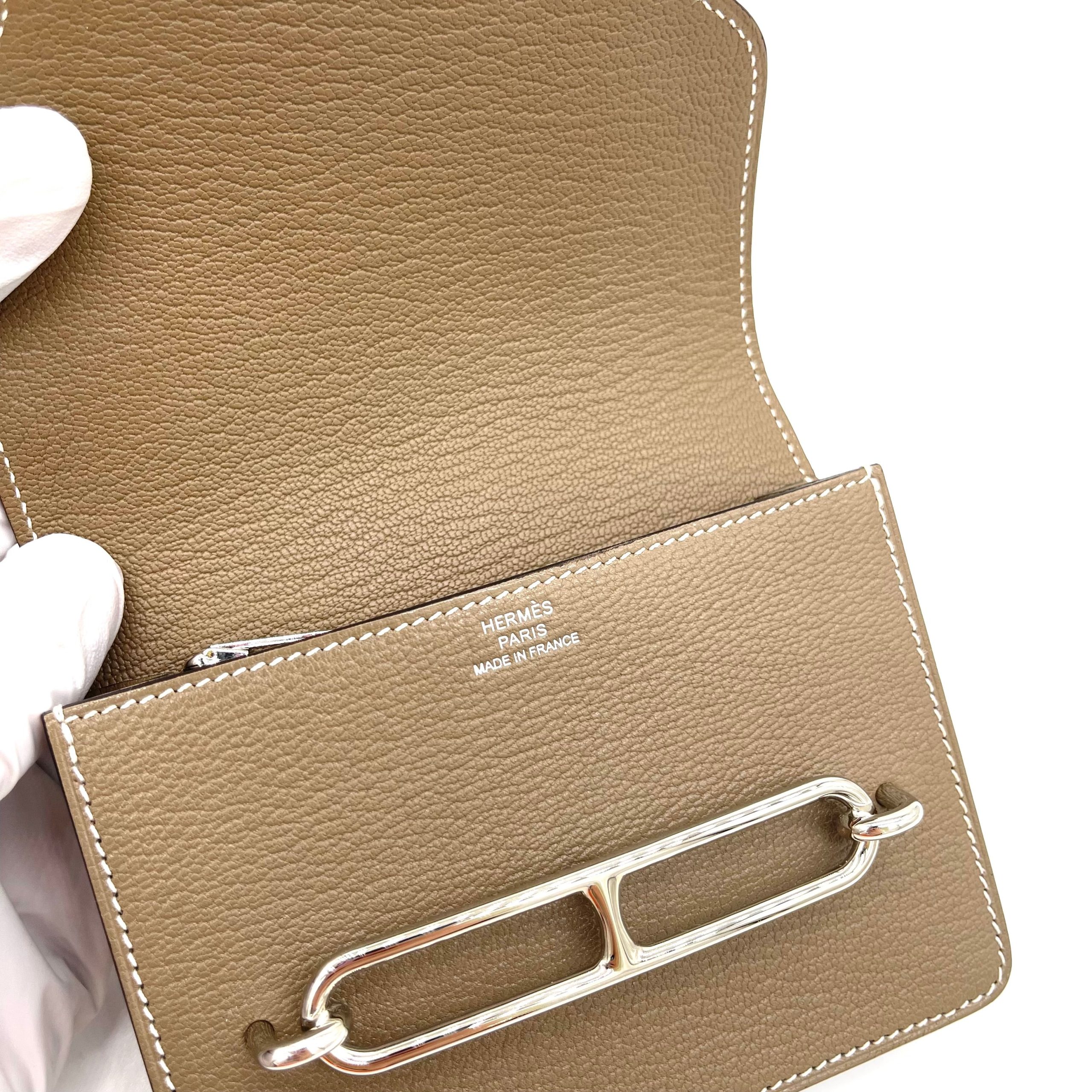 HERMES Chevre Mysore Roulis Slim Wallet Etoupe Brand New Condition Never used