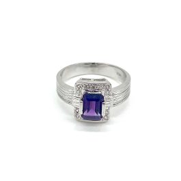 14k White Gold Amethyst Ring
