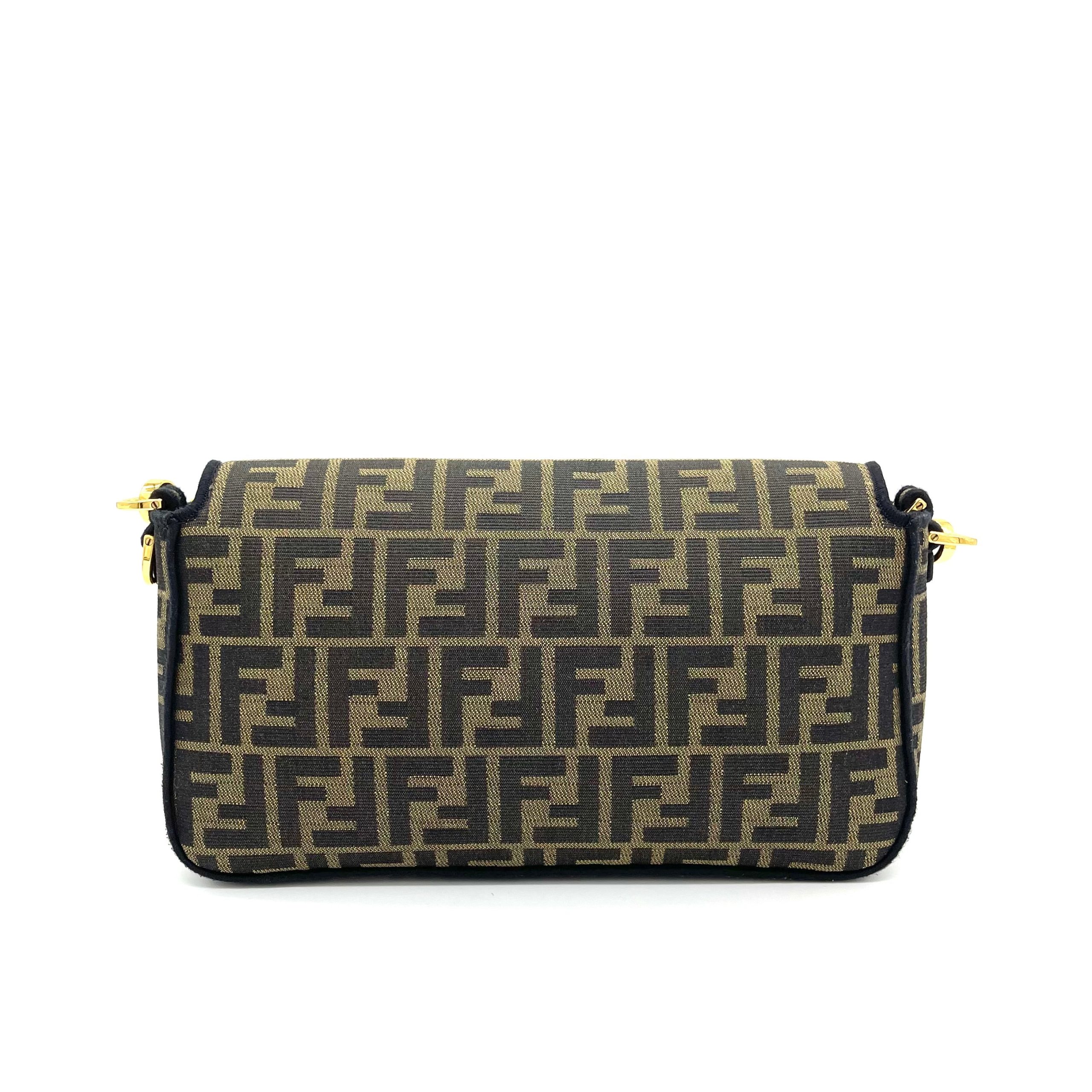 FENDI Baguette Brown FF jacquard fabric bag