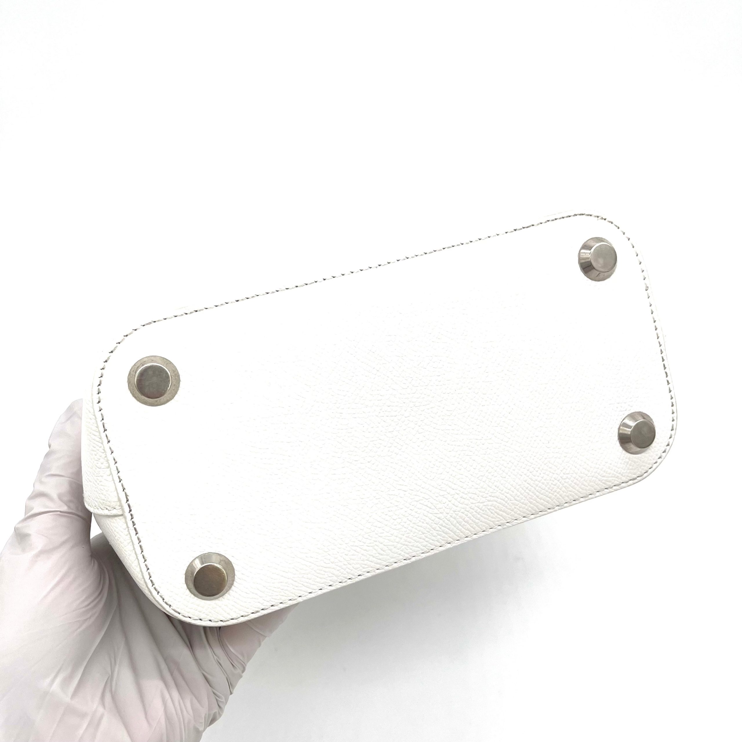 BALENCIAGA Logo Ville Tote Leather XXS White