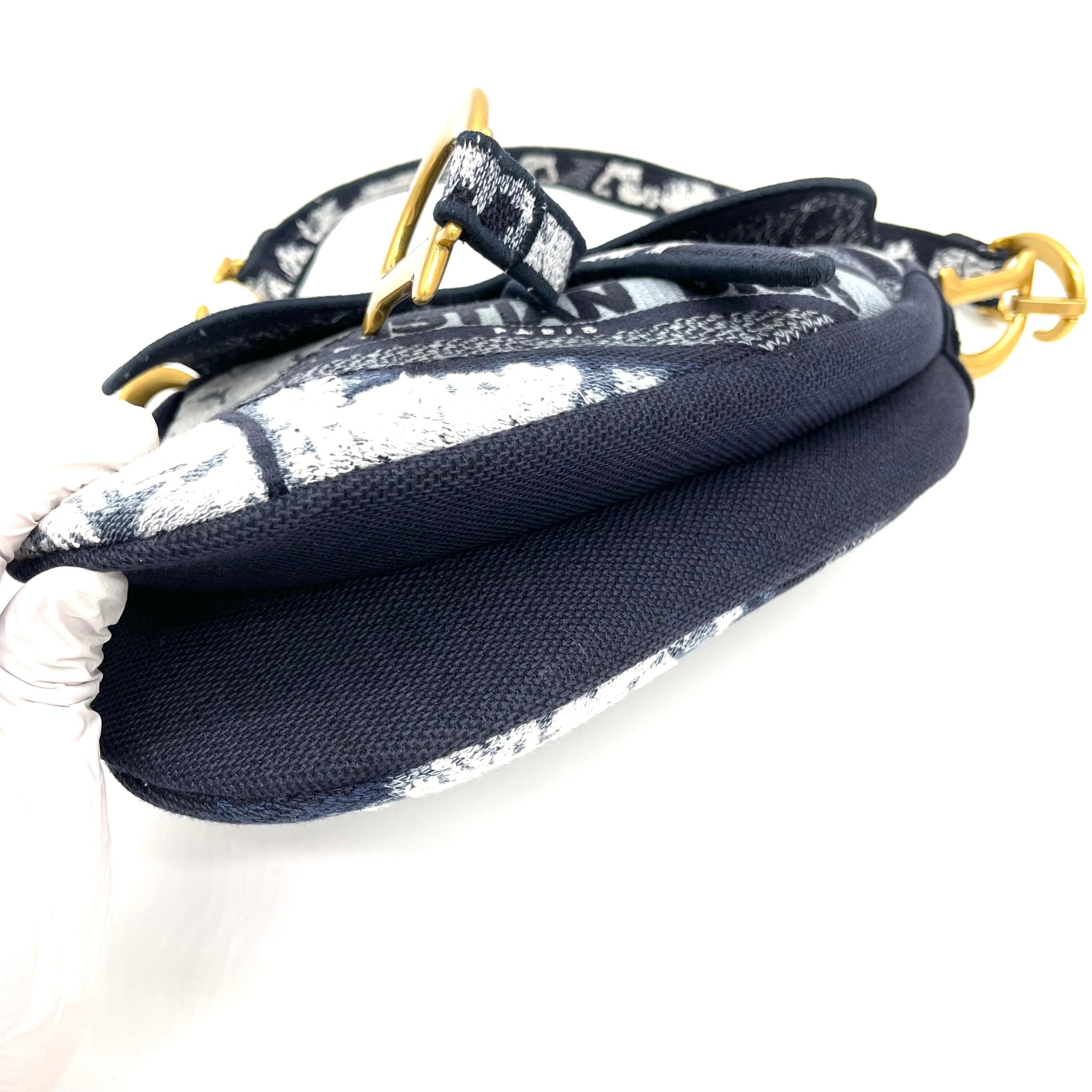 CHRISTIAN DIOR Canvas Tie Dye Saddle Bag Blue Multicolor