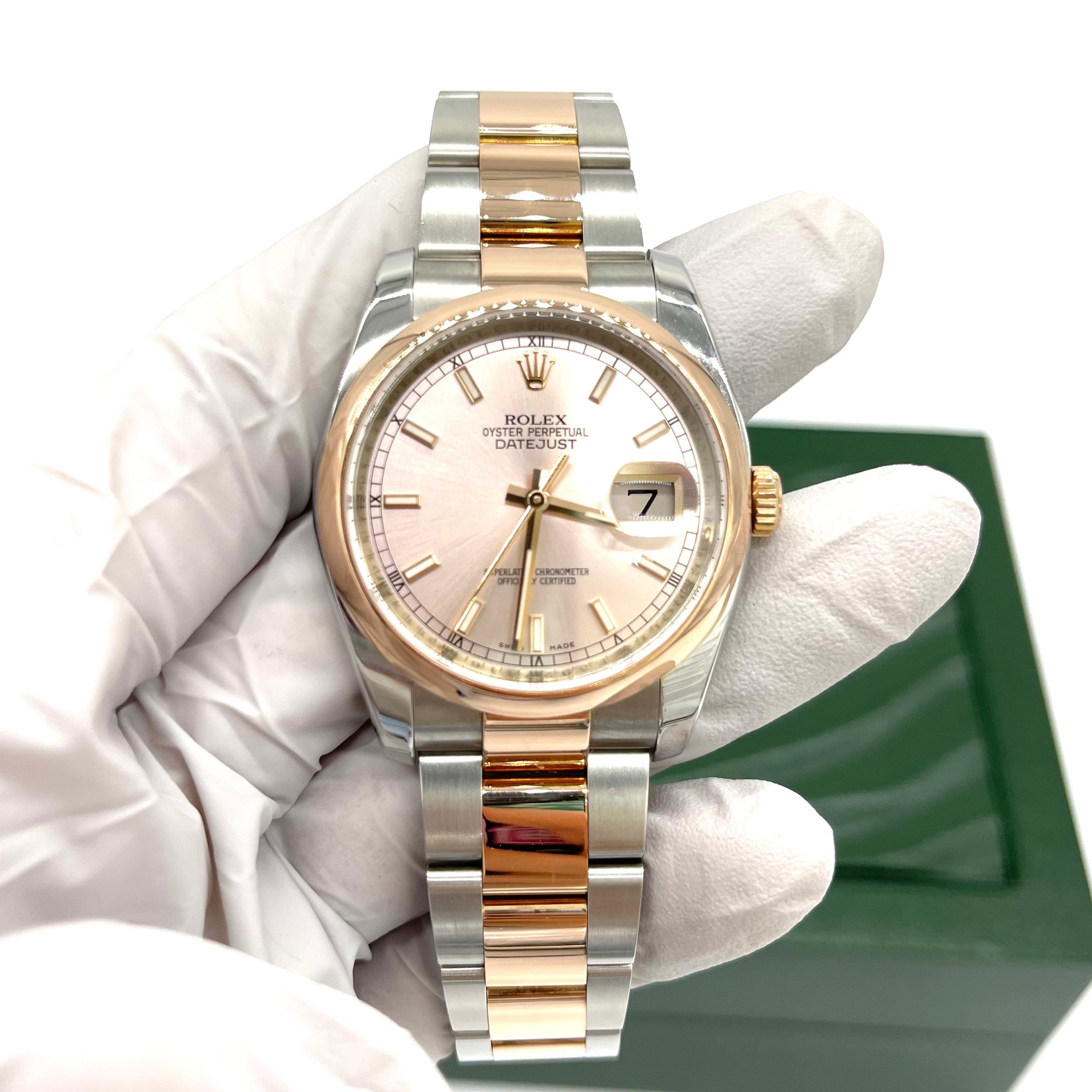 Rolex Datejust 36mm 116201 Rosegold Stainless Steel Oyster