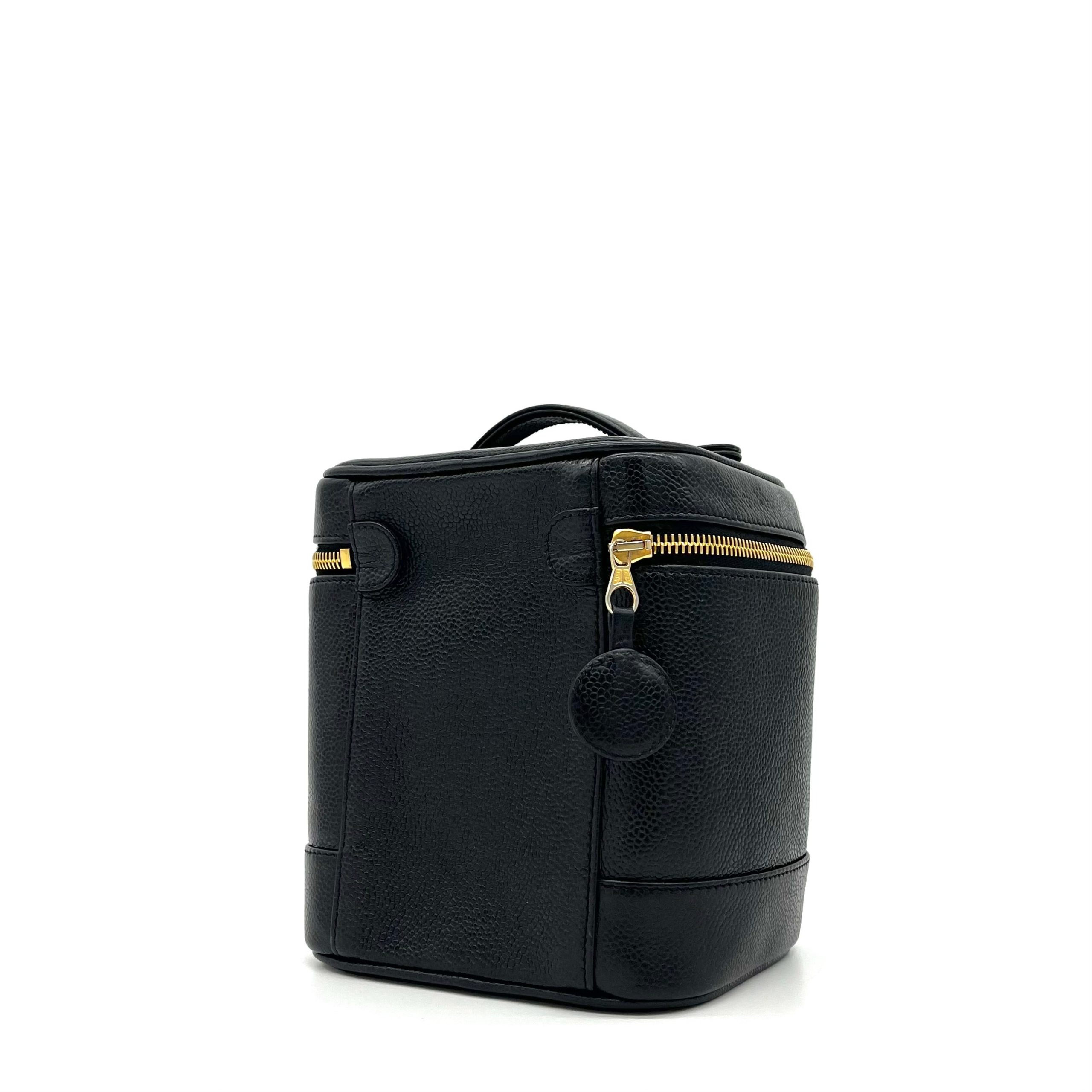 CHANEL Caviar Cosmetic Vanity Bag Black 2000-2002