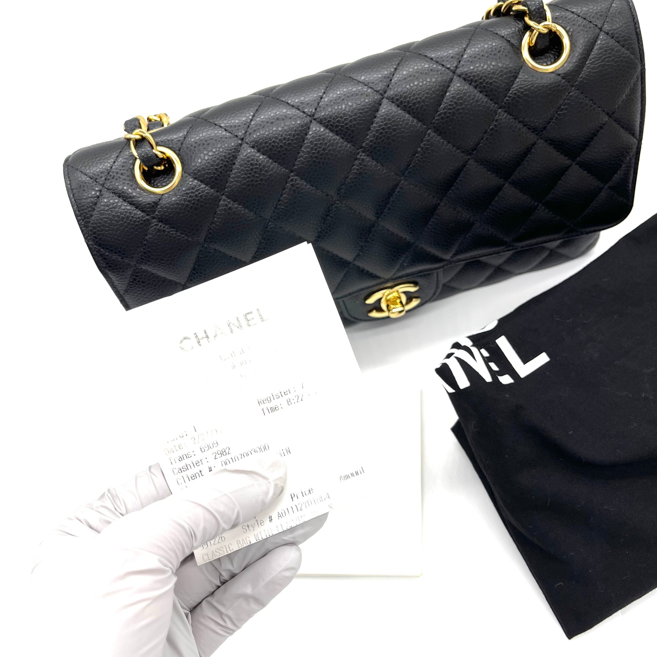 CHANEL Caviar Quilted Medium Double Flap Black