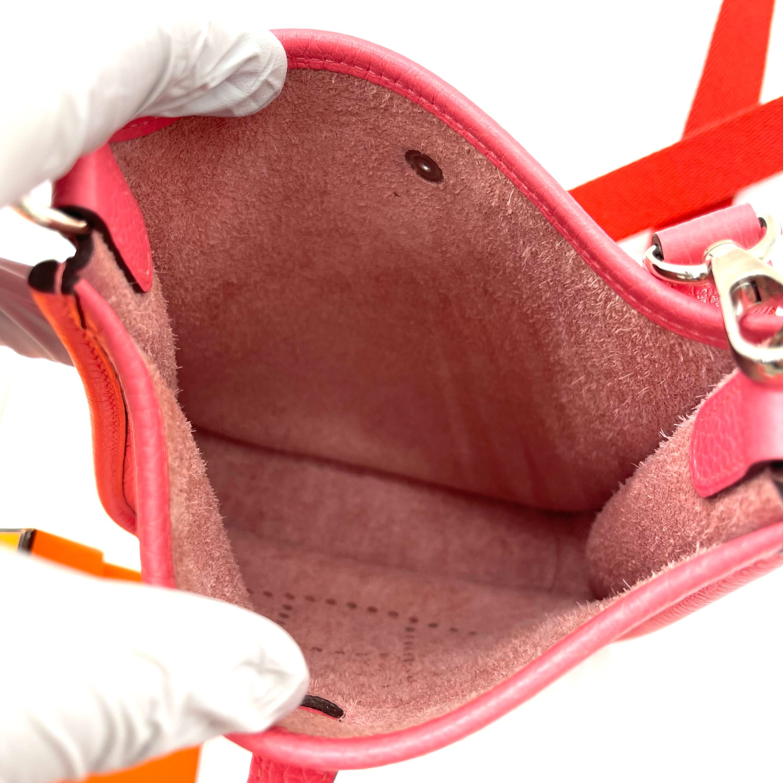 Hermès Mini Evelyne II TPM 16 Rose Azalée Clemence with Palladium Hardware