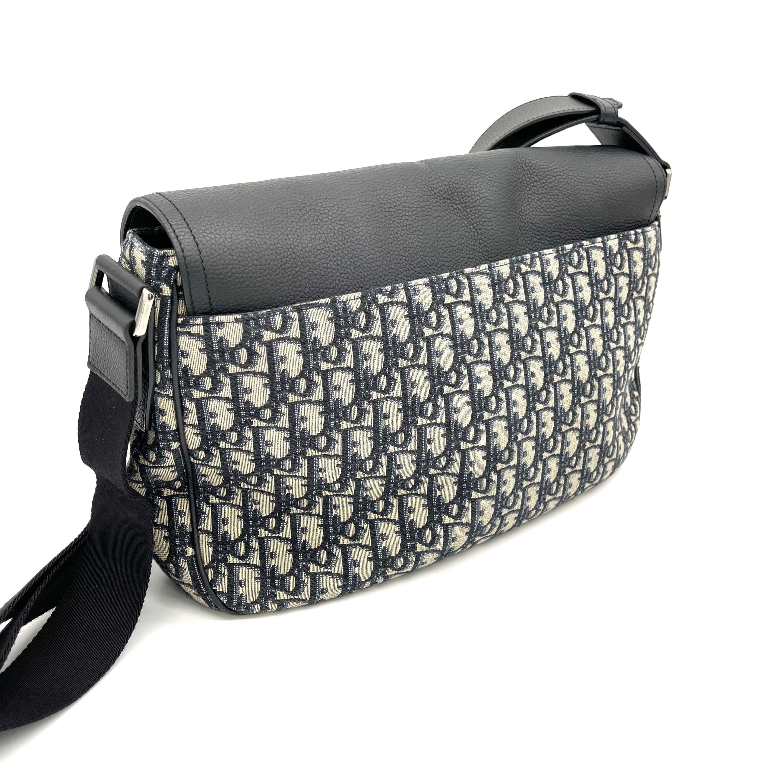 Christian Dior Saddle Flap Messenger Bag Oblique Canvas and Leather Medium