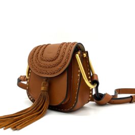 Chloe  Calfskin Braided Small Hudson Shoulder Bag Sienna Red