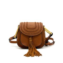 Chloe  Calfskin Braided Small Hudson Shoulder Bag Sienna Red