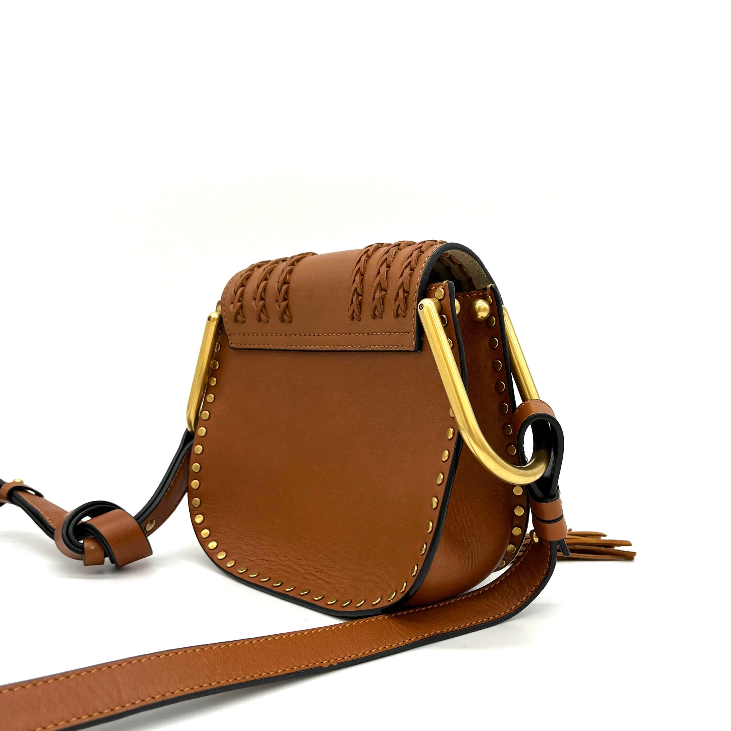 Chloe Calfskin Braided Small Hudson Shoulder Bag Sienna Red