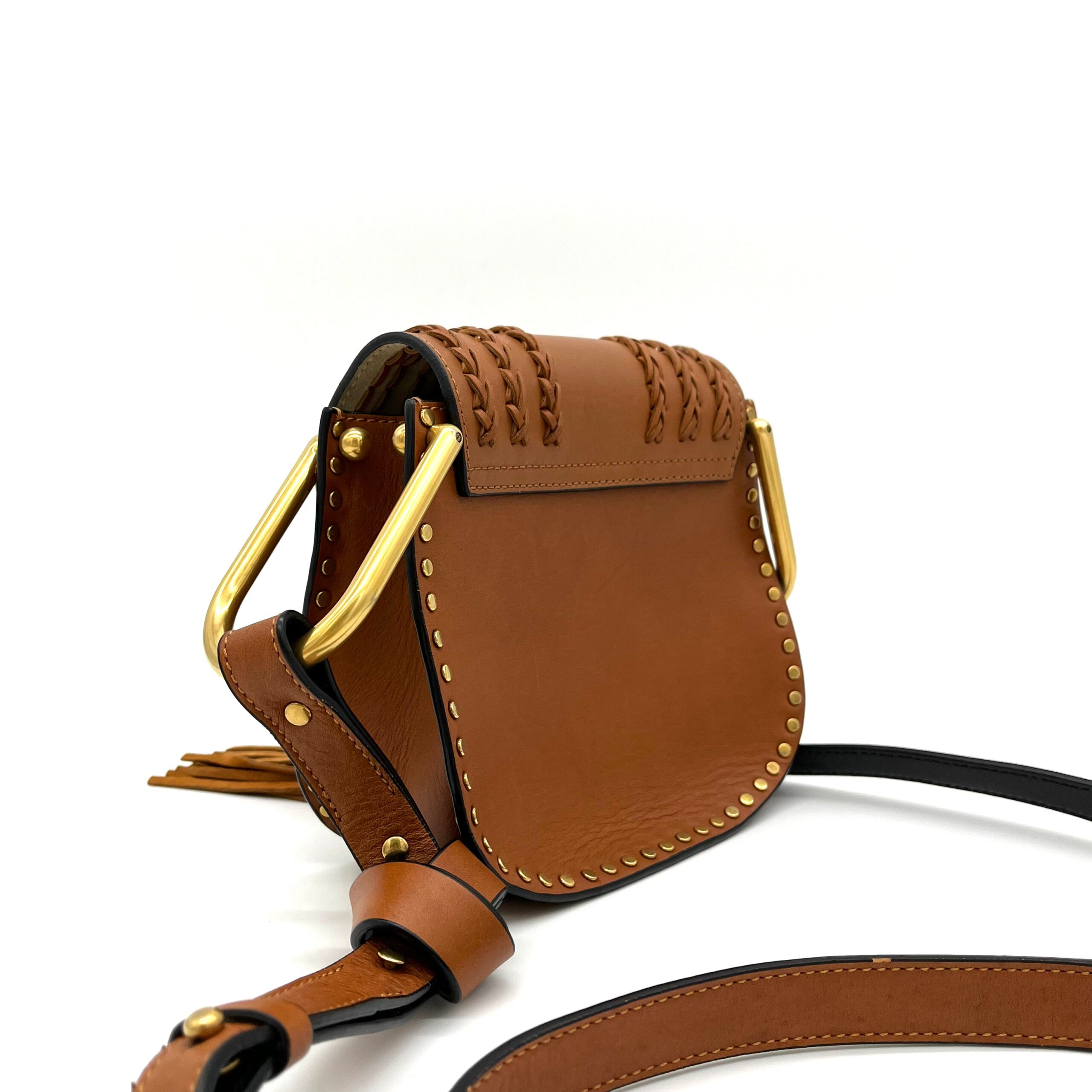 Chloe Calfskin Braided Small Hudson Shoulder Bag Sienna Red