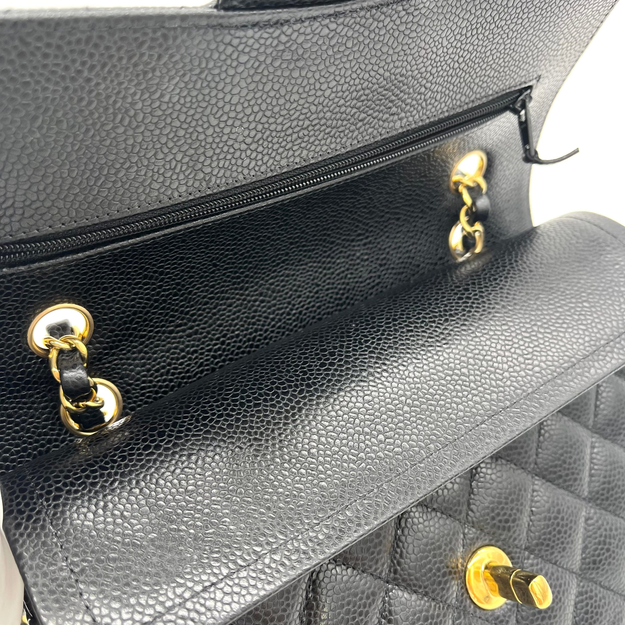 CHANEL Caviar Quilted Medium Double Flap Black
