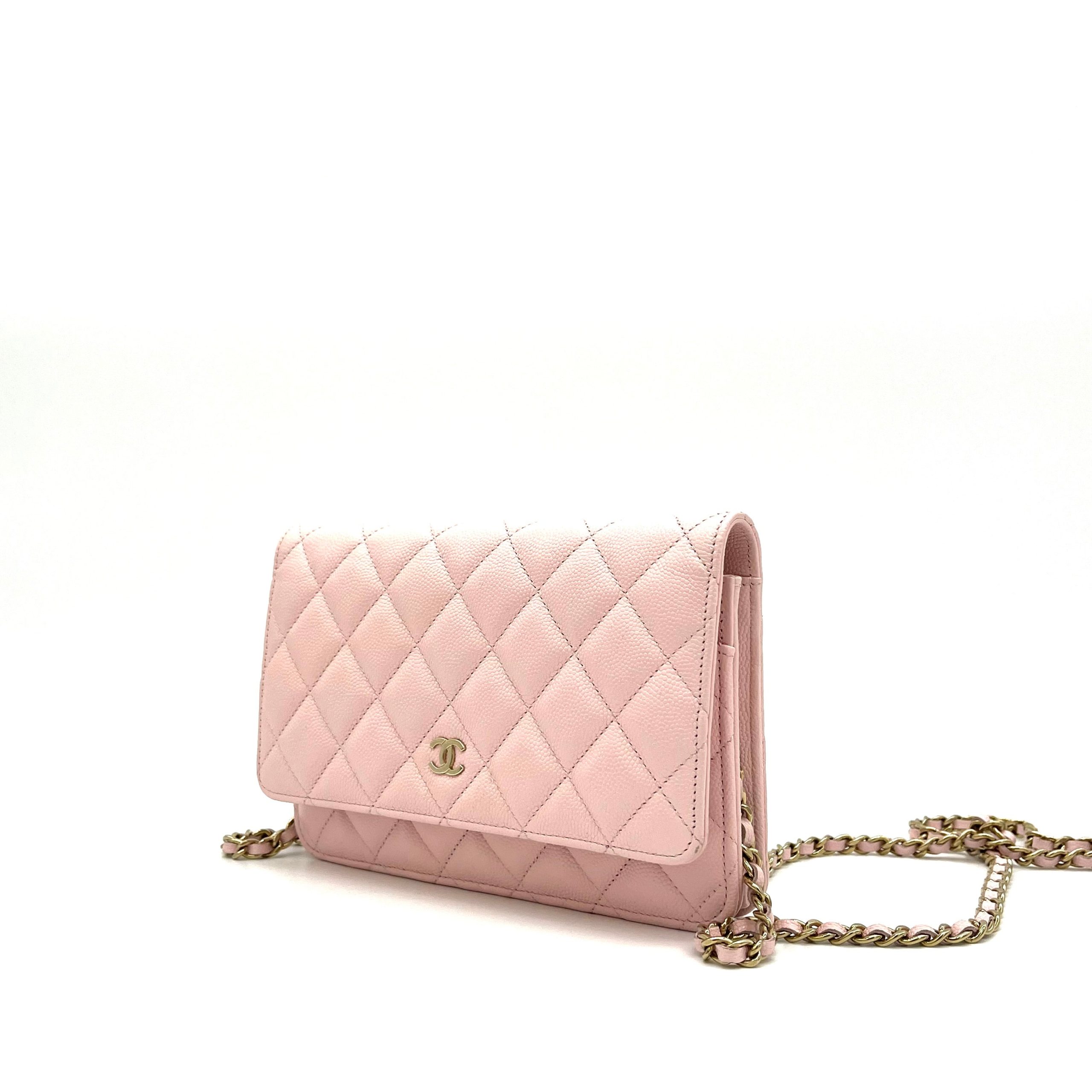 Chanel  Caviar Quilted Wallet on Chain WOC Light Pink