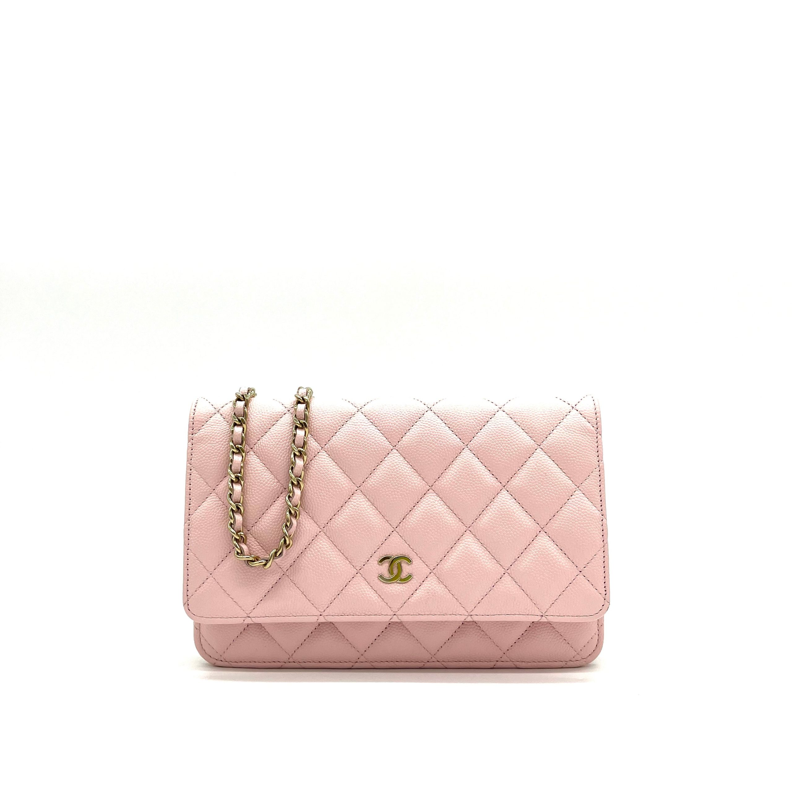 Chanel  Caviar Quilted Wallet on Chain WOC Light Pink