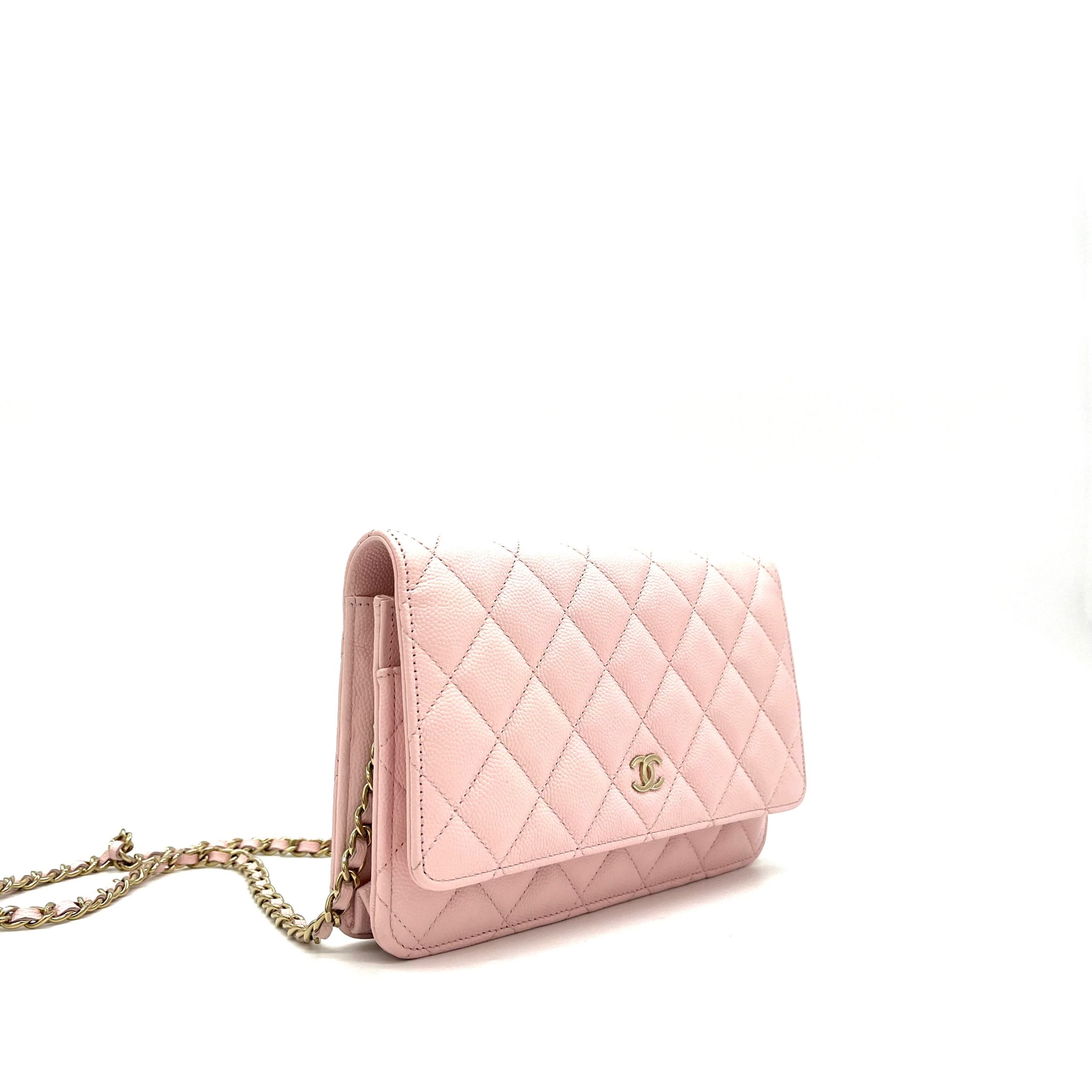Chanel  Caviar Quilted Wallet on Chain WOC Light Pink