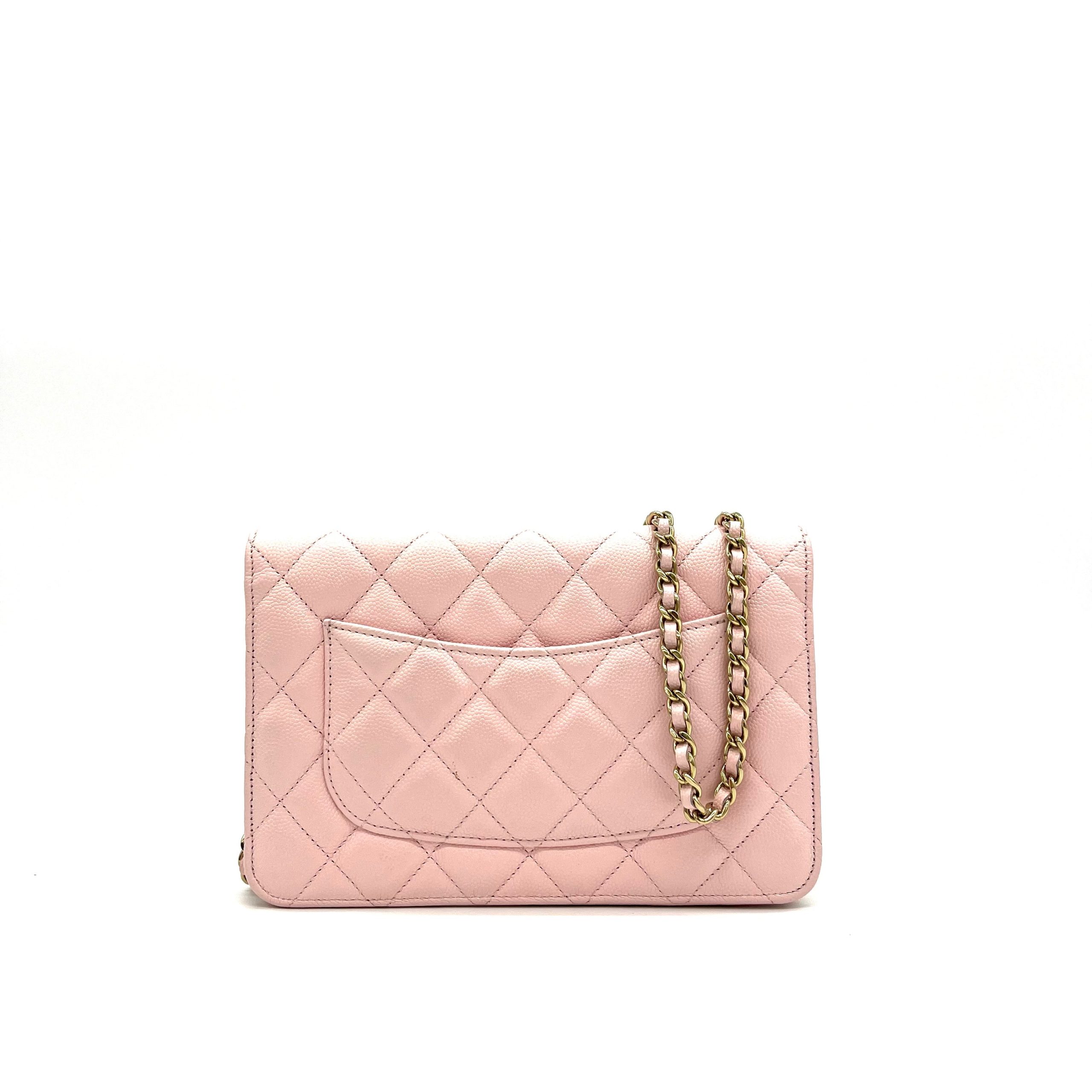 Chanel Caviar Quilted Wallet on Chain WOC Light Pink