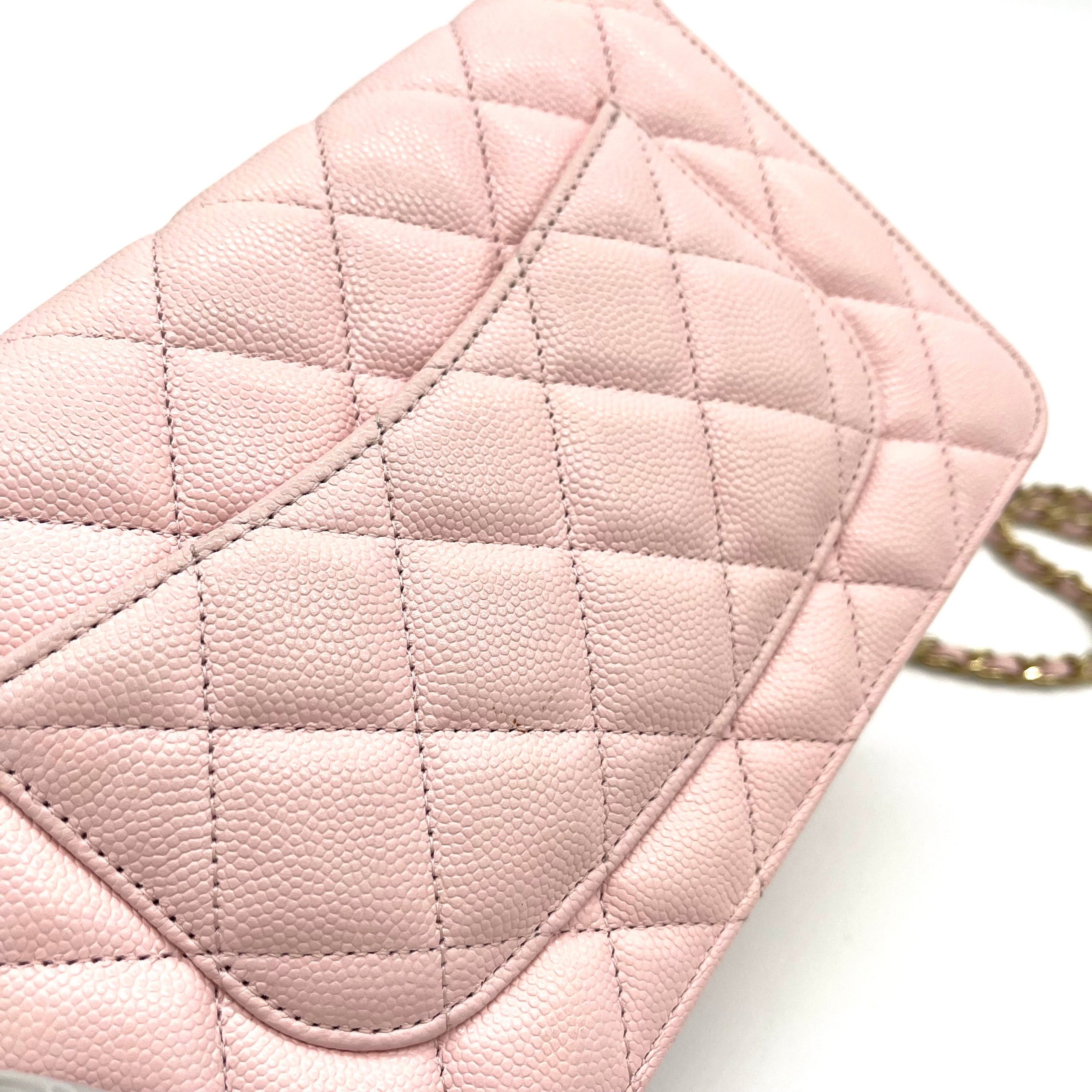 Chanel  Caviar Quilted Wallet on Chain WOC Light Pink