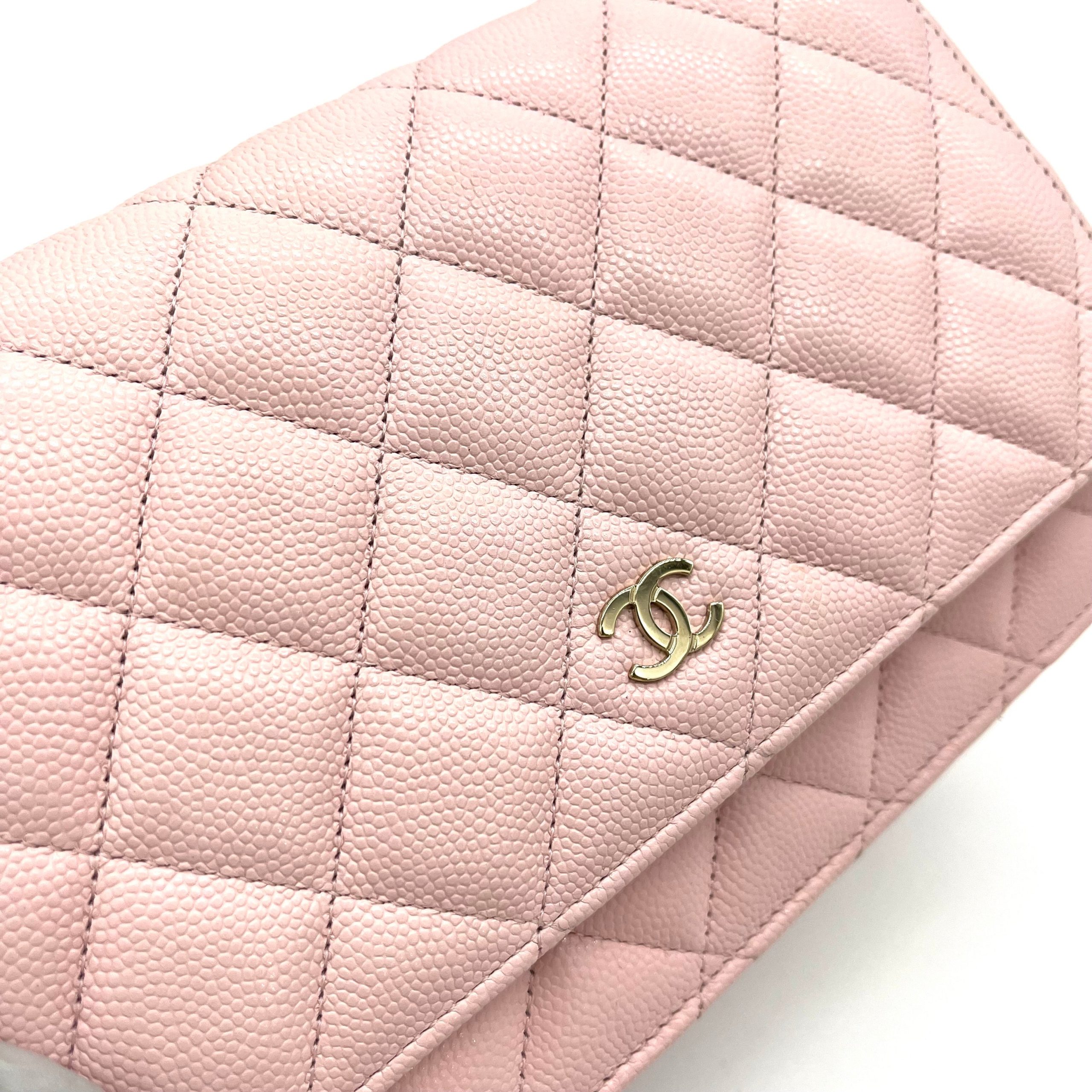 Chanel Caviar Quilted Wallet on Chain WOC Light Pink