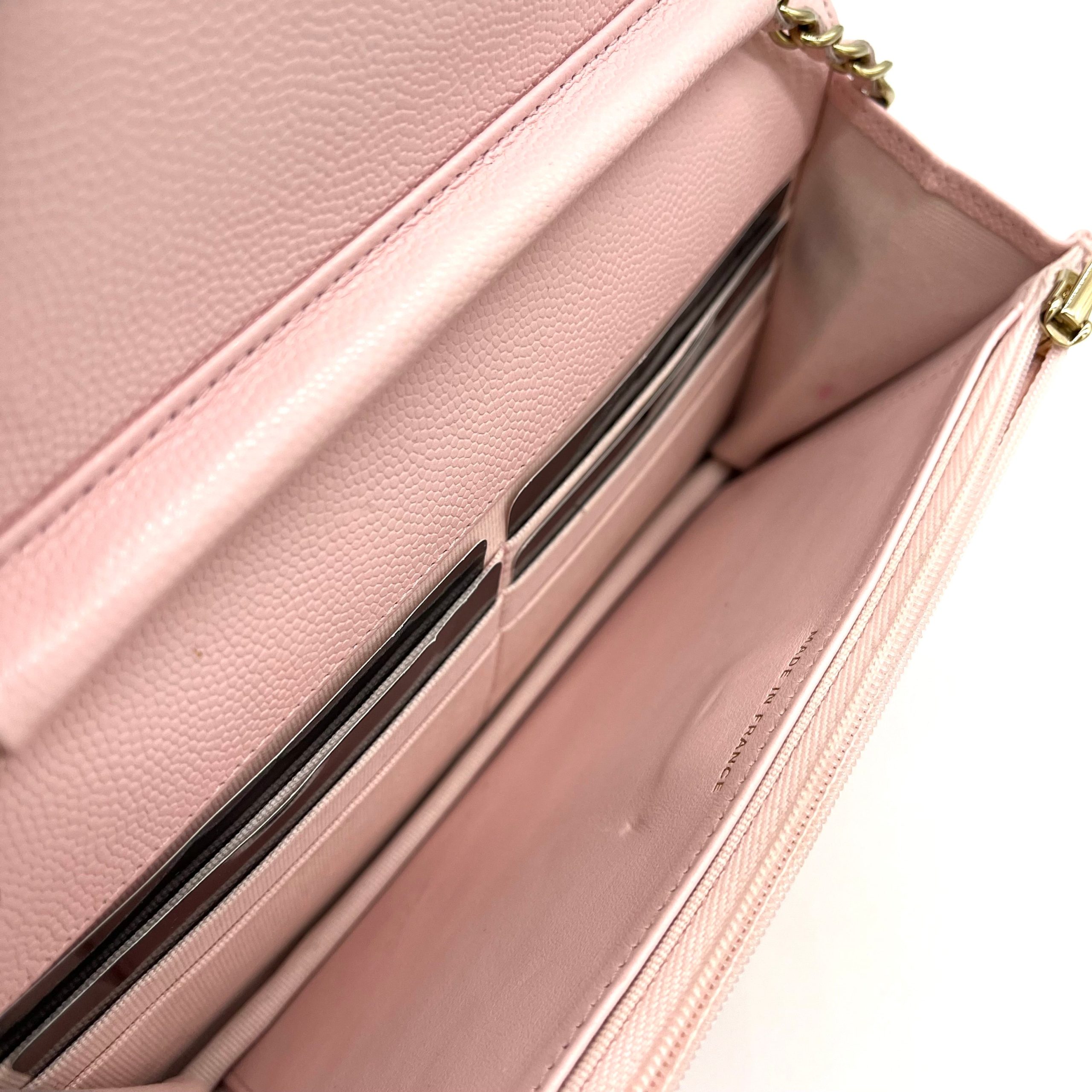 Chanel  Caviar Quilted Wallet on Chain WOC Light Pink